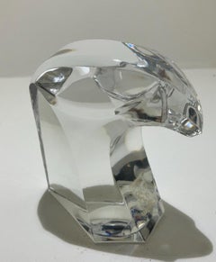 Escultura con cabeza de águila estilizada / Pisapapeles de Saint Louis Crystal de Francia