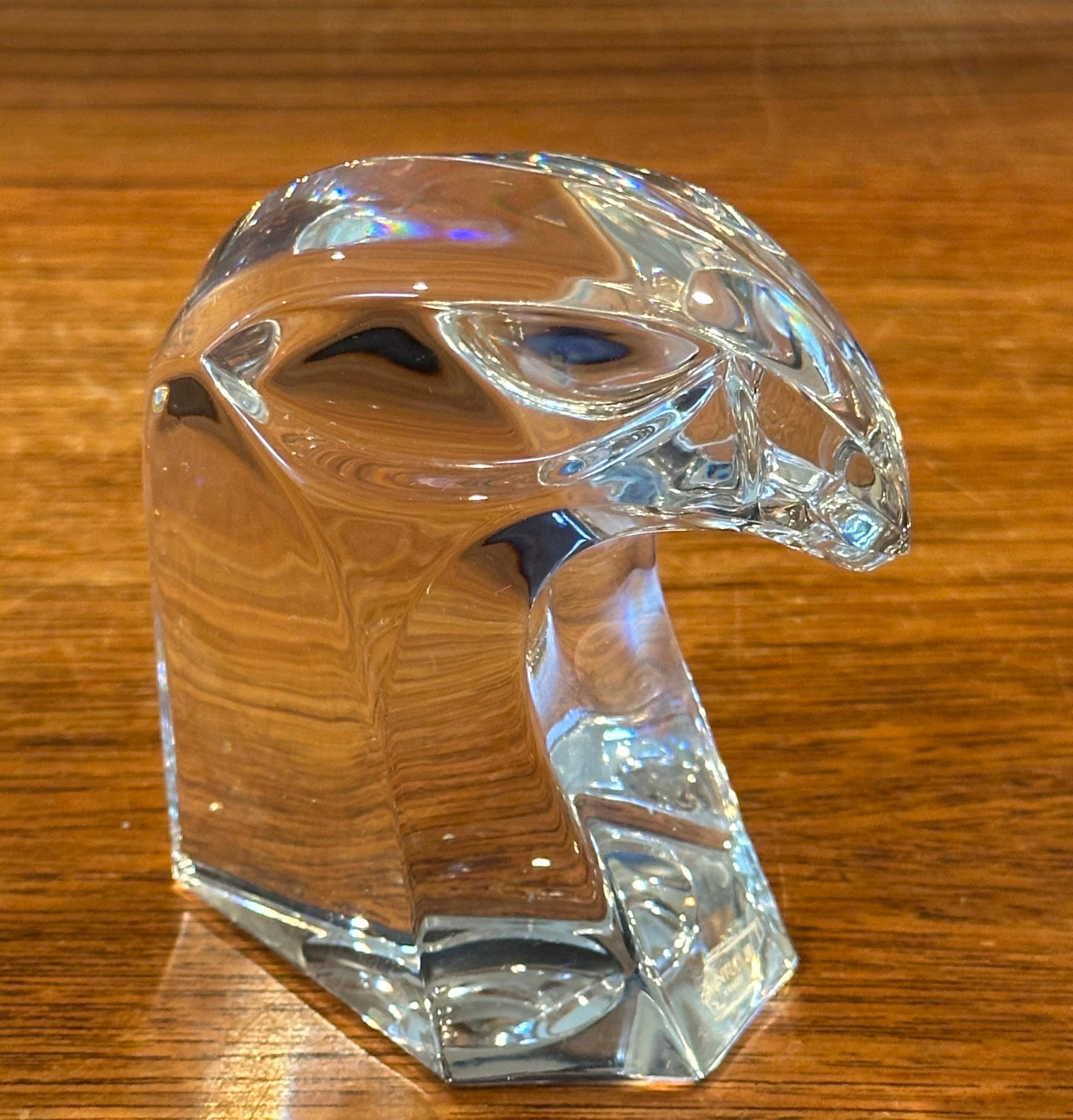 French Stylized Eagle Head Sculpture / Paperweight by Saint Louis Crystal of France For Sale