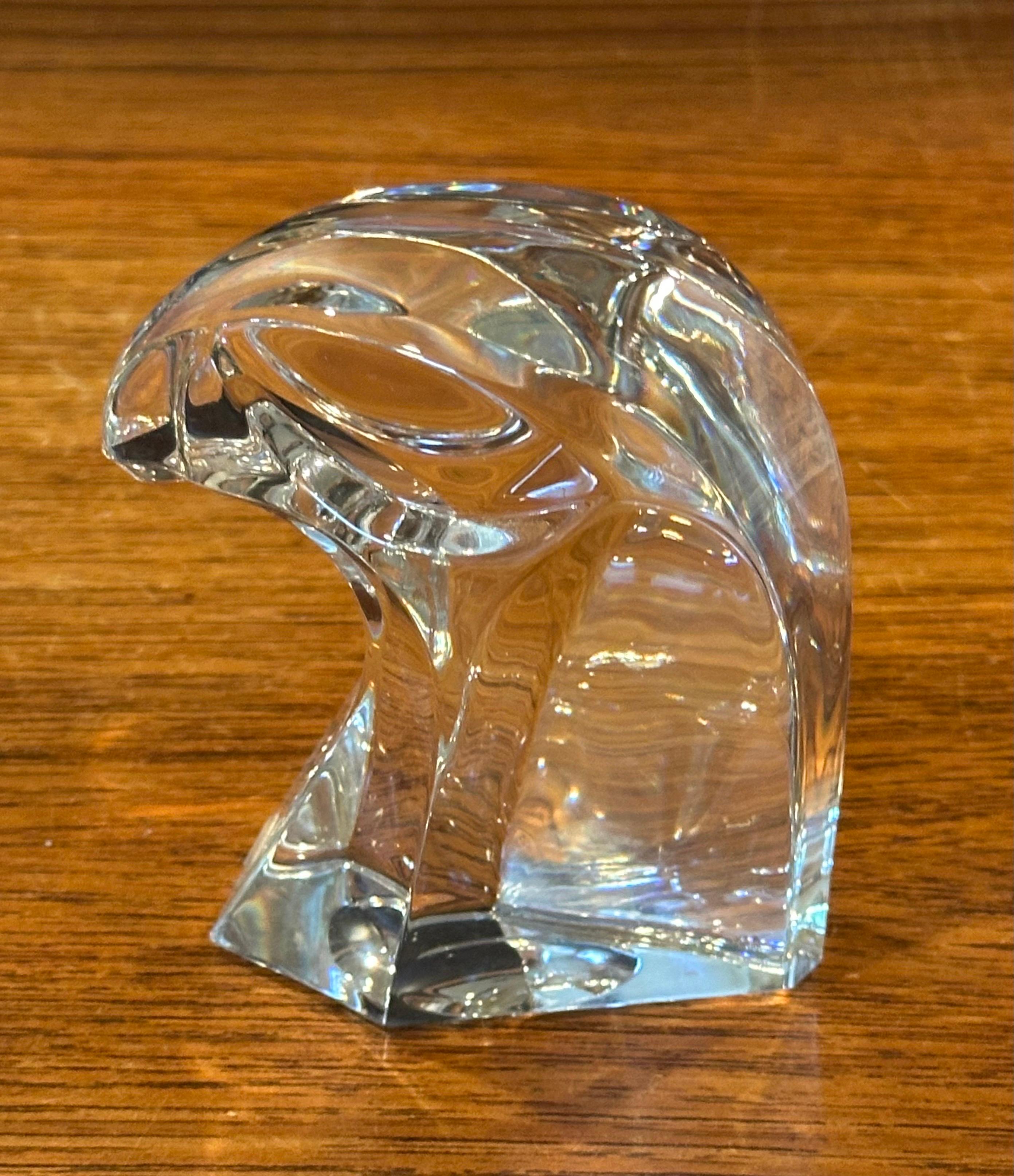 20th Century Stylized Eagle Head Sculpture / Paperweight by Saint Louis Crystal of France For Sale