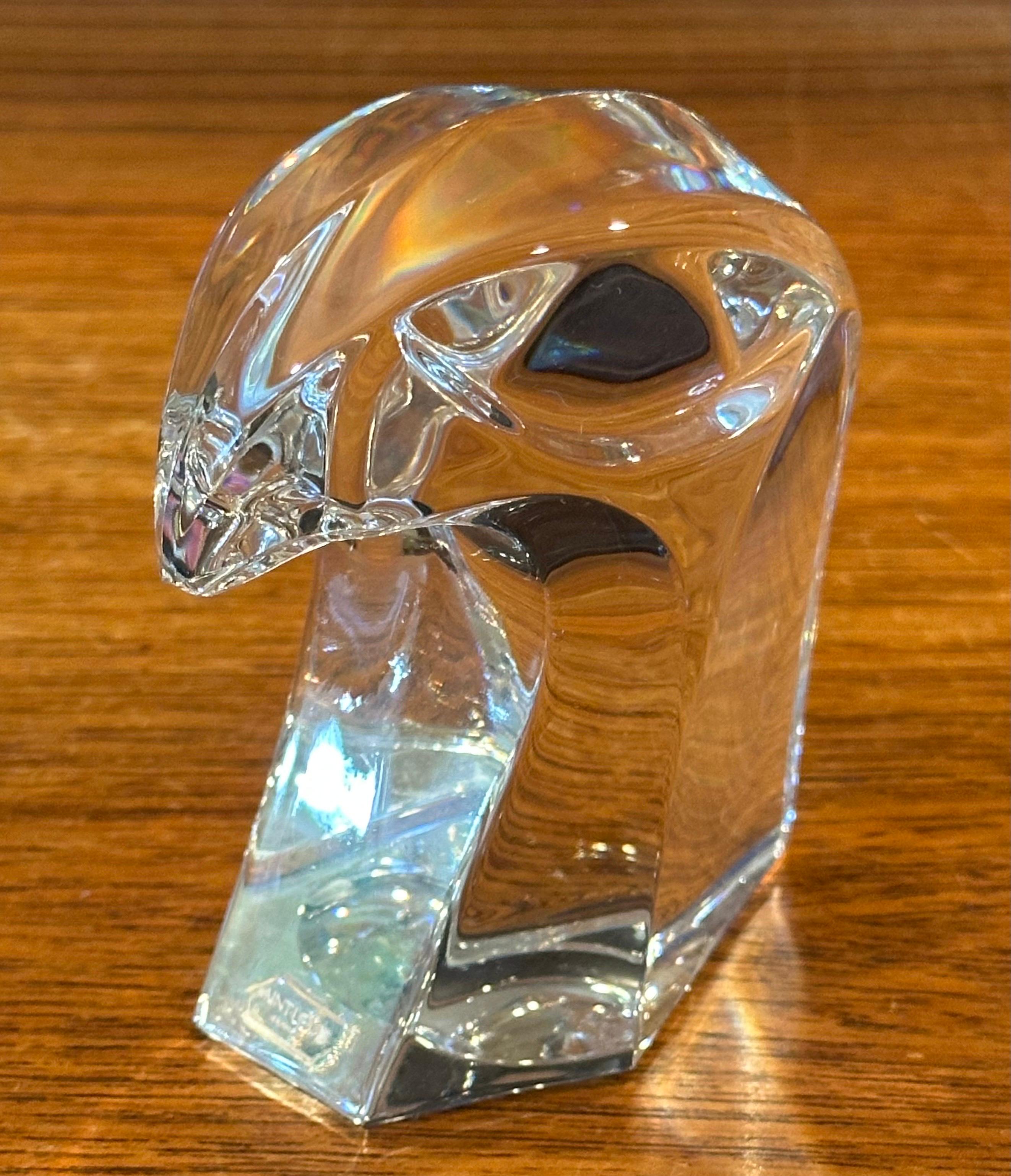 Stylized Eagle Head Sculpture / Paperweight by Saint Louis Crystal of France For Sale 1