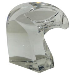 Stylized Eagle Head Sculpture / Paperweight by Saint Louis Crystal of France