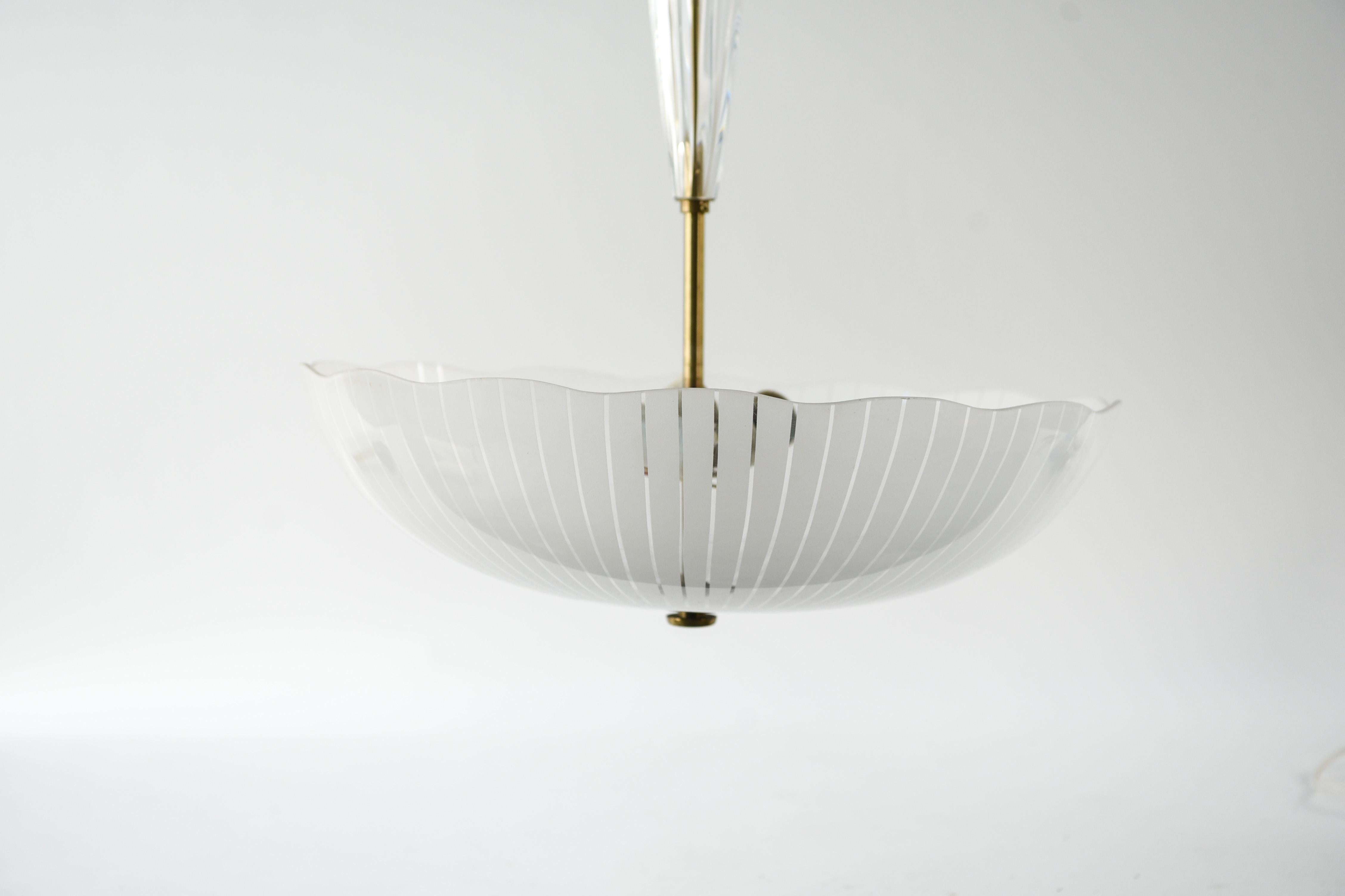 Stylized Etched Glass Chandelier by Carl Fagerlund for Orrefors 1