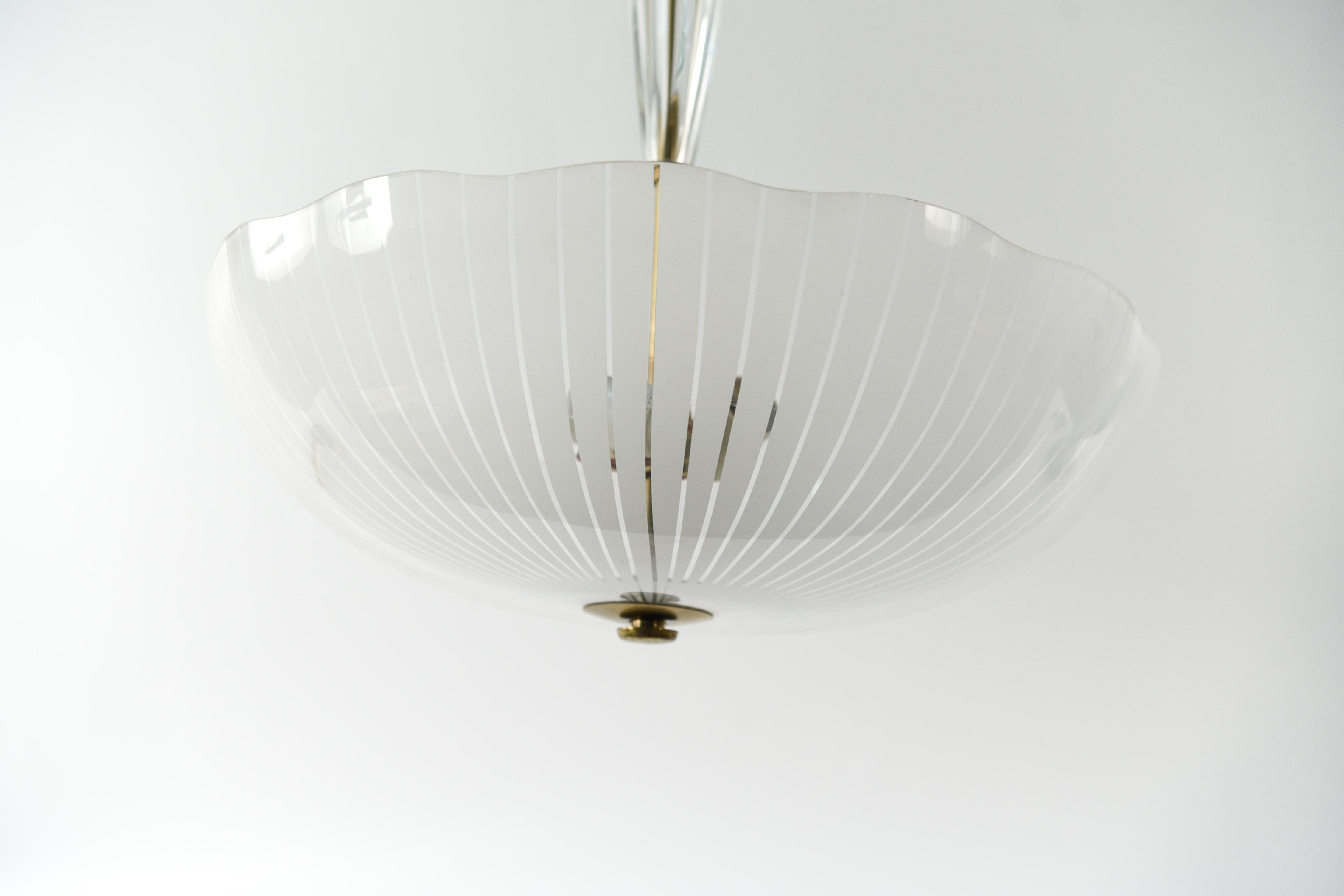 Stylized Etched Glass Chandelier by Carl Fagerlund for Orrefors 2