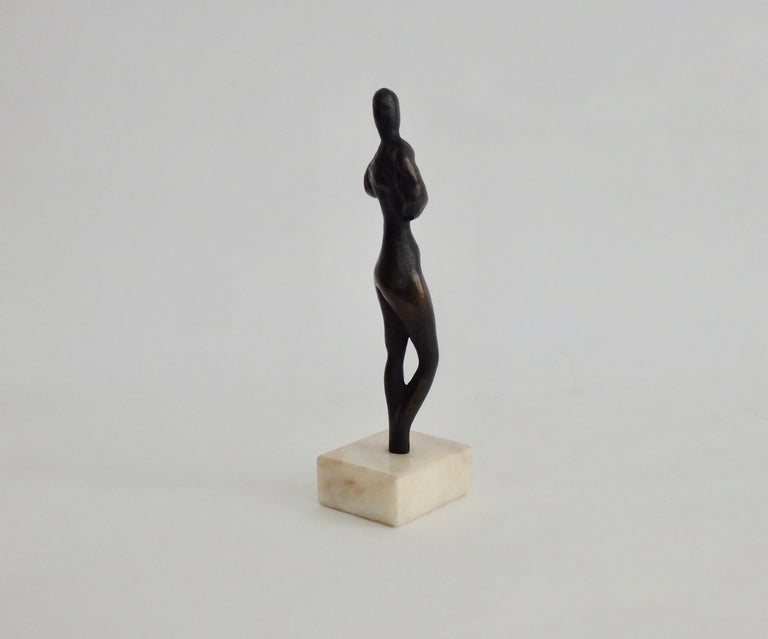 Abstract Balance Female Statue Sculpture Bronze Modern Art Marble Base Home Decor 