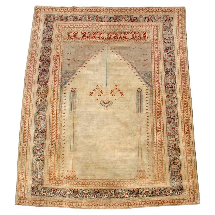 Silk Tabriz Prayer Rug, 19th Century