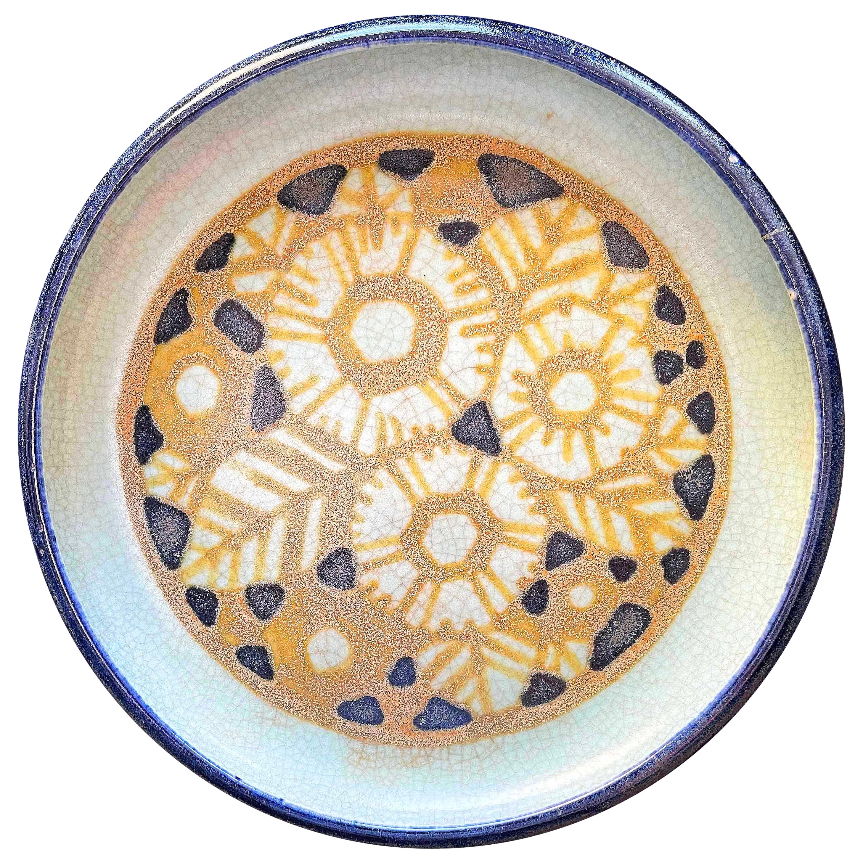 "Stylized Flowers, " Rare Art Deco Exhibition Piece by Catteau, Paris 1925 Expo