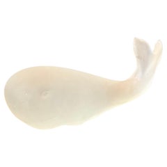 Stylized Frosted Crystal Whale Sculpture by Cristales de Murano