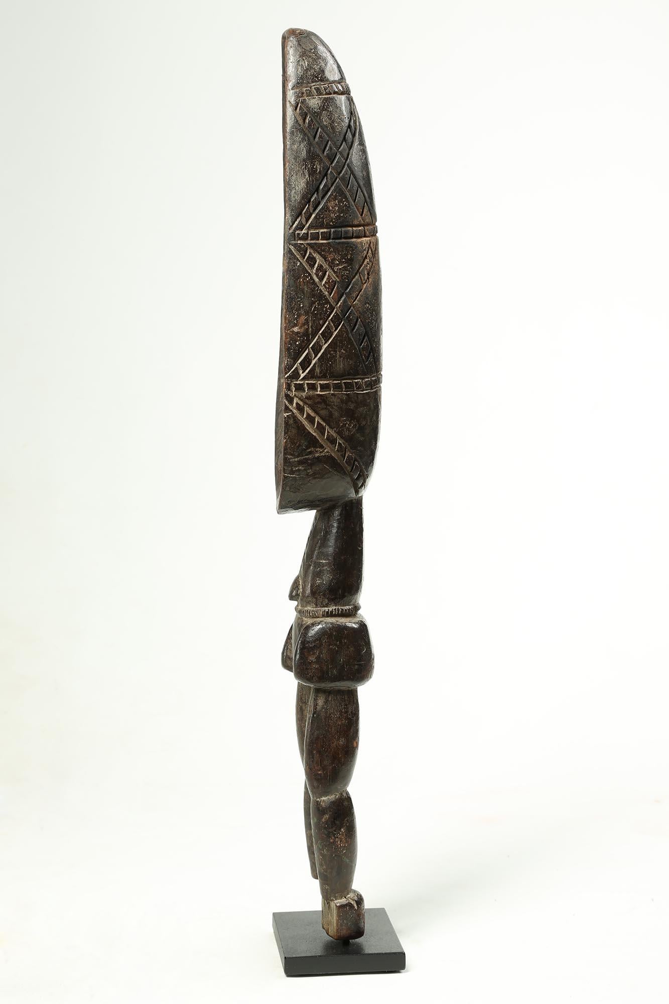 Tribal Stylized Human Dan Ritual Wood Serving Spoon, Ivory Coast, Africa For Sale