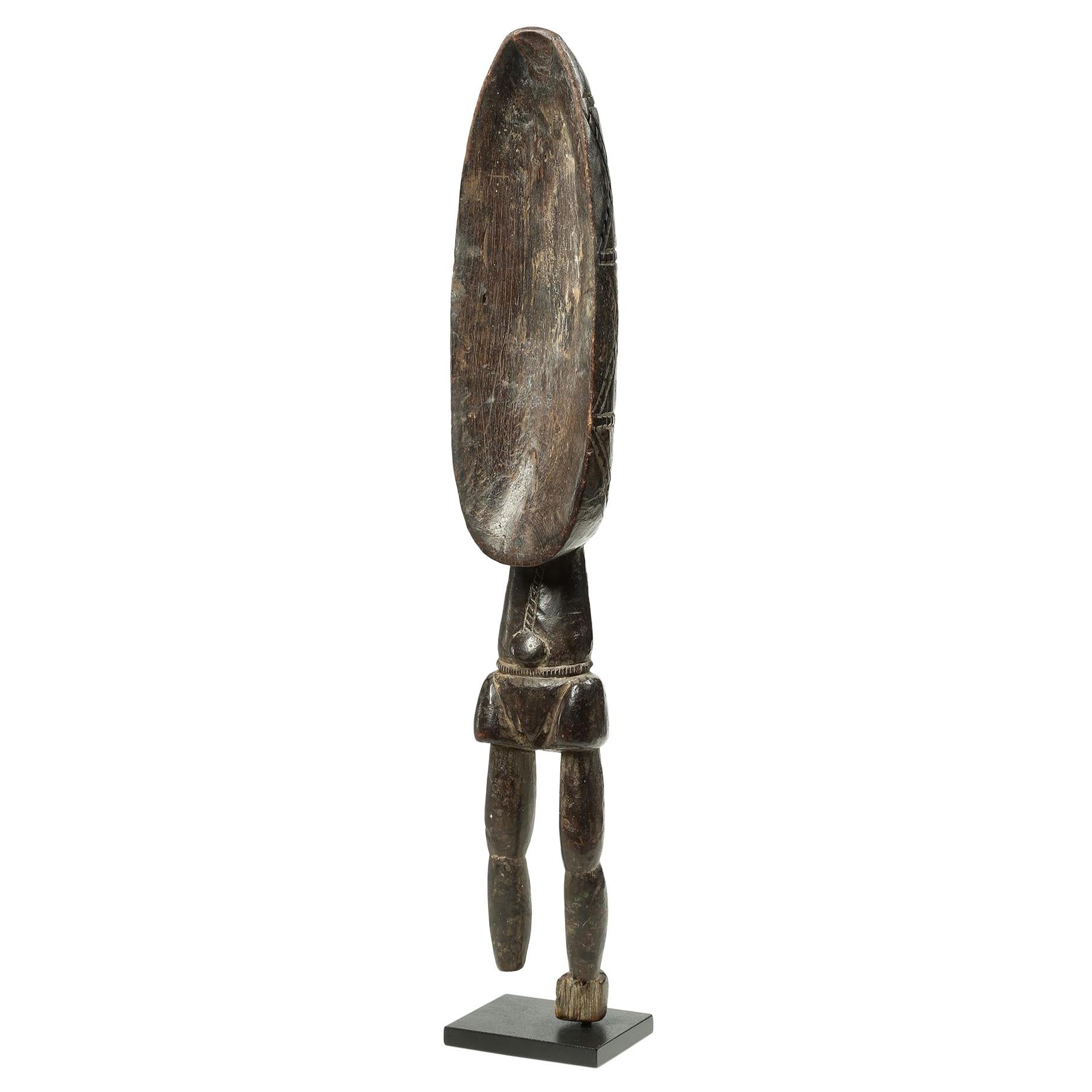 Stylized Human Dan Ritual Wood Serving Spoon, Ivory Coast, Africa For Sale