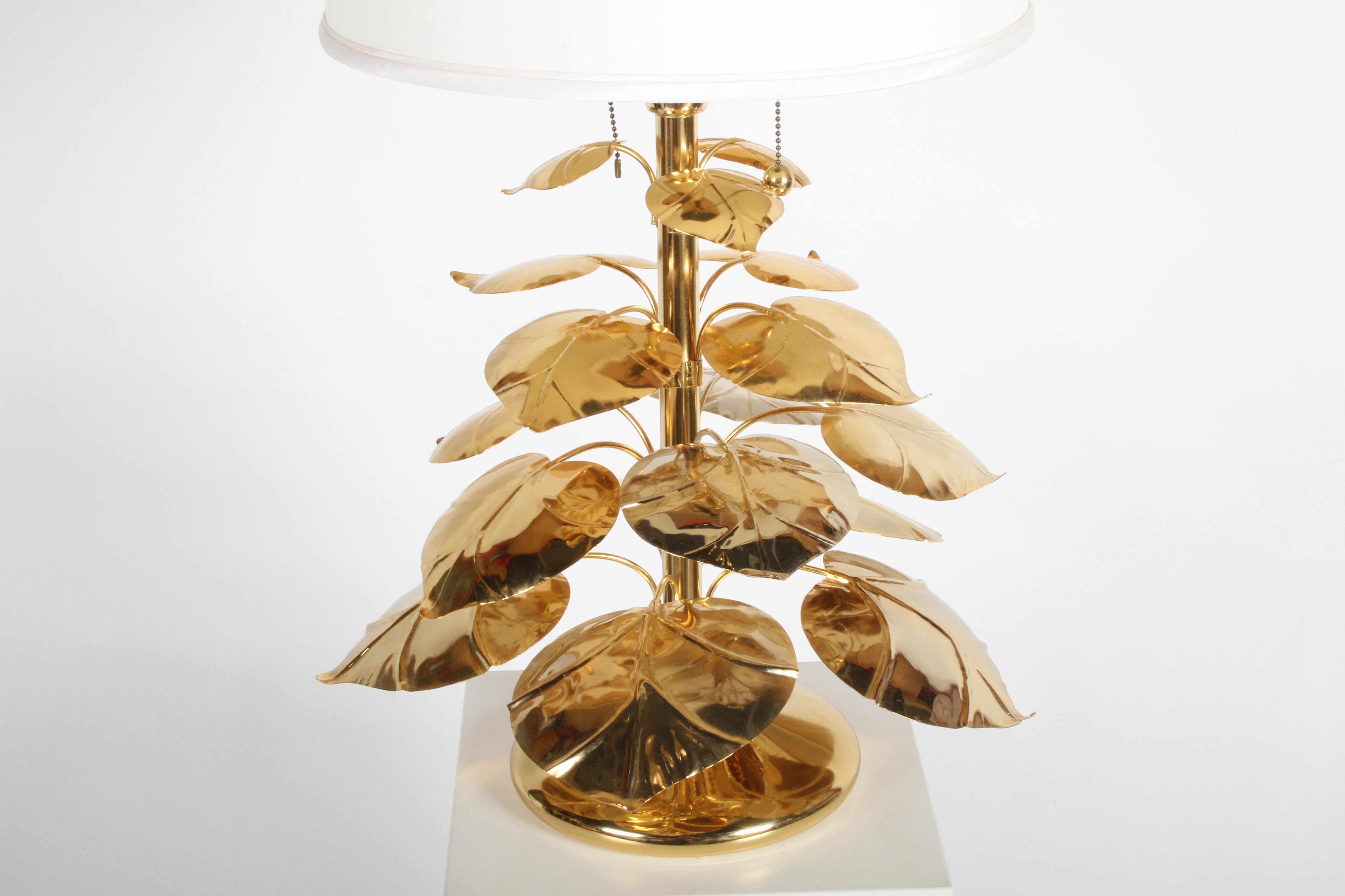 Stylized 24-Karat Gold-Plated Tiered Rhubard Leaf Lamp Style of Tommaso Barbi 4