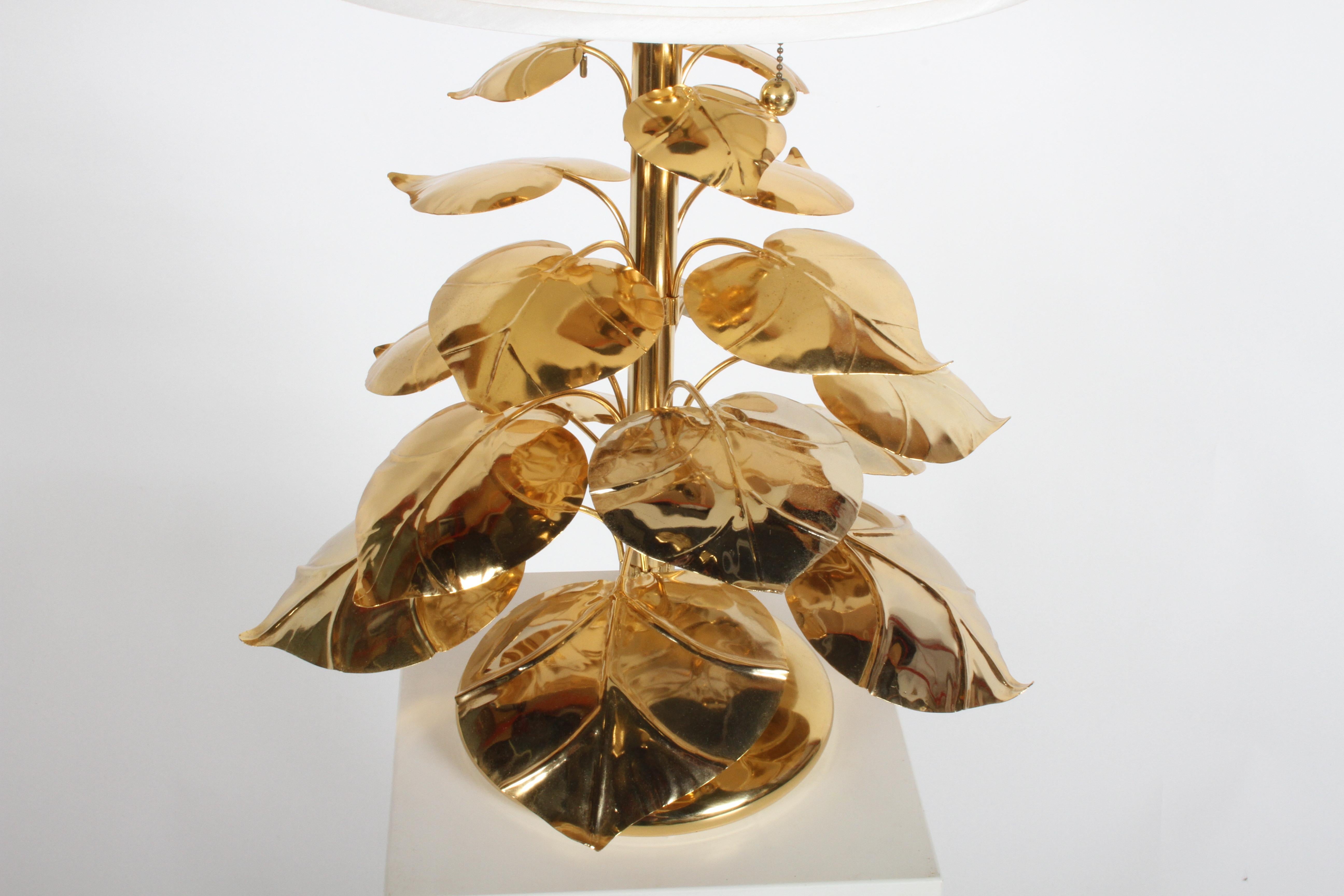 Stylized 24-Karat Gold-Plated Tiered Rhubard Leaf Lamp Style of Tommaso Barbi 5