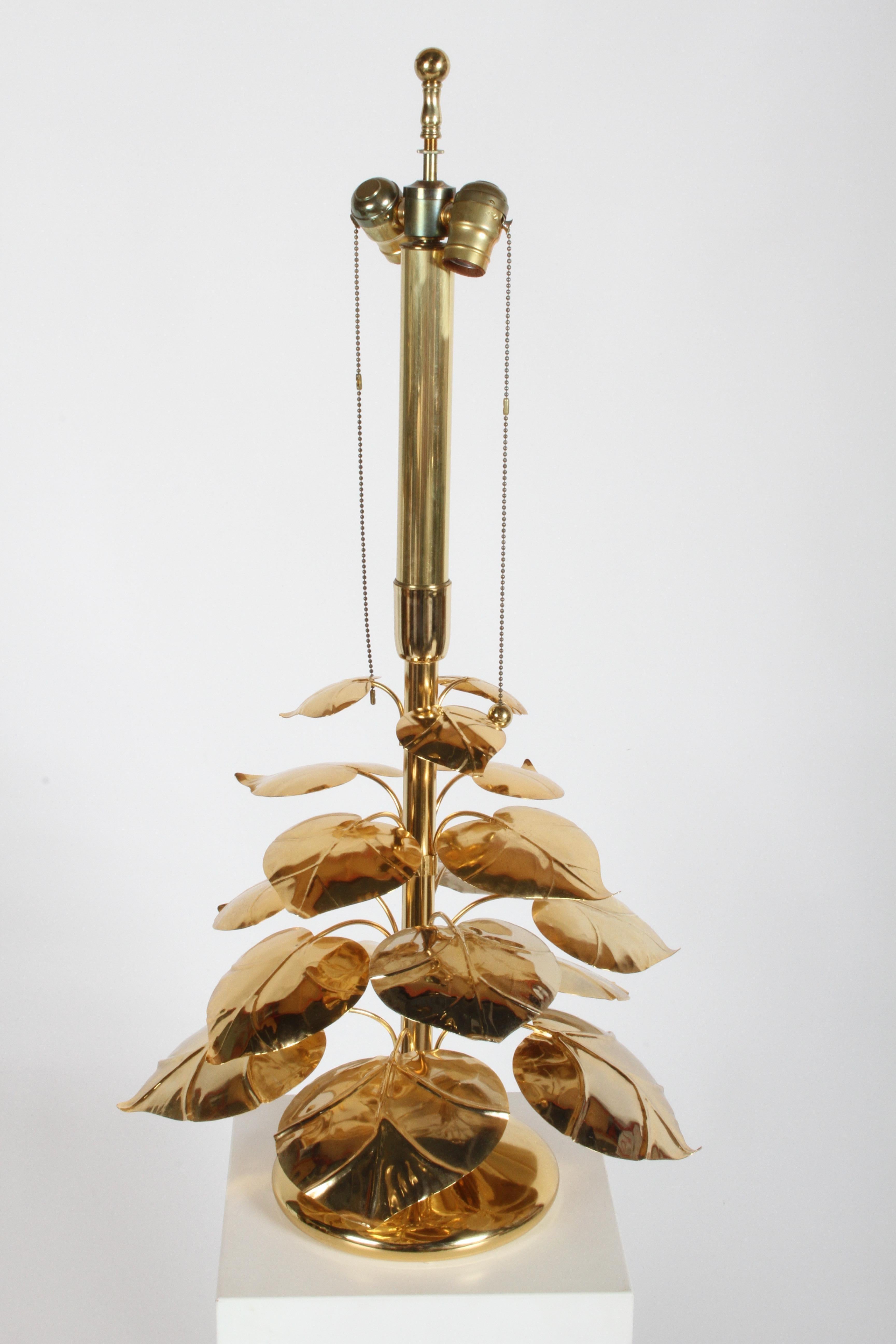 Gold Plate Stylized 24-Karat Gold-Plated Tiered Rhubard Leaf Lamp Style of Tommaso Barbi