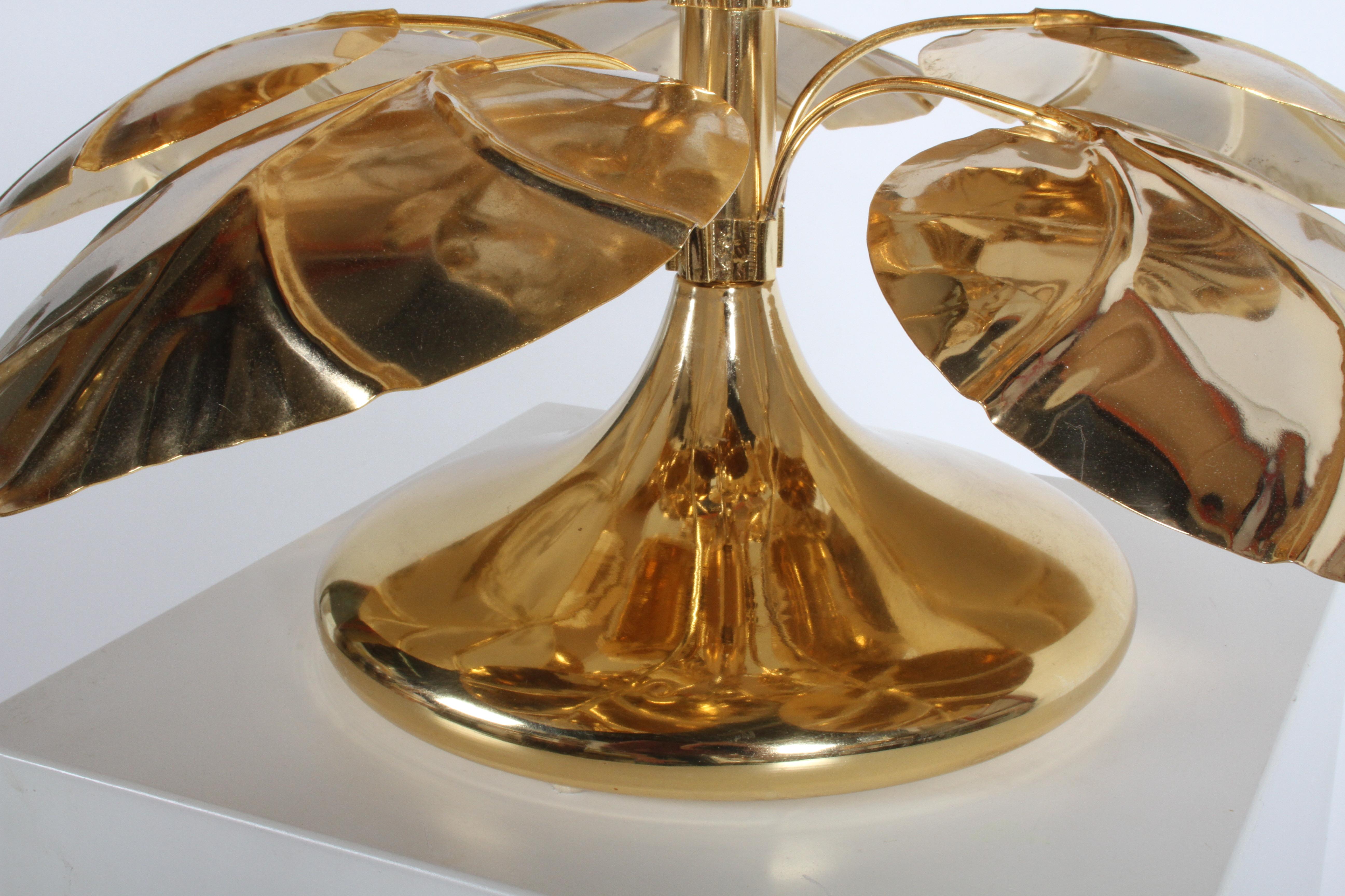 Stylized 24-Karat Gold-Plated Tiered Rhubard Leaf Lamp Style of Tommaso Barbi 1