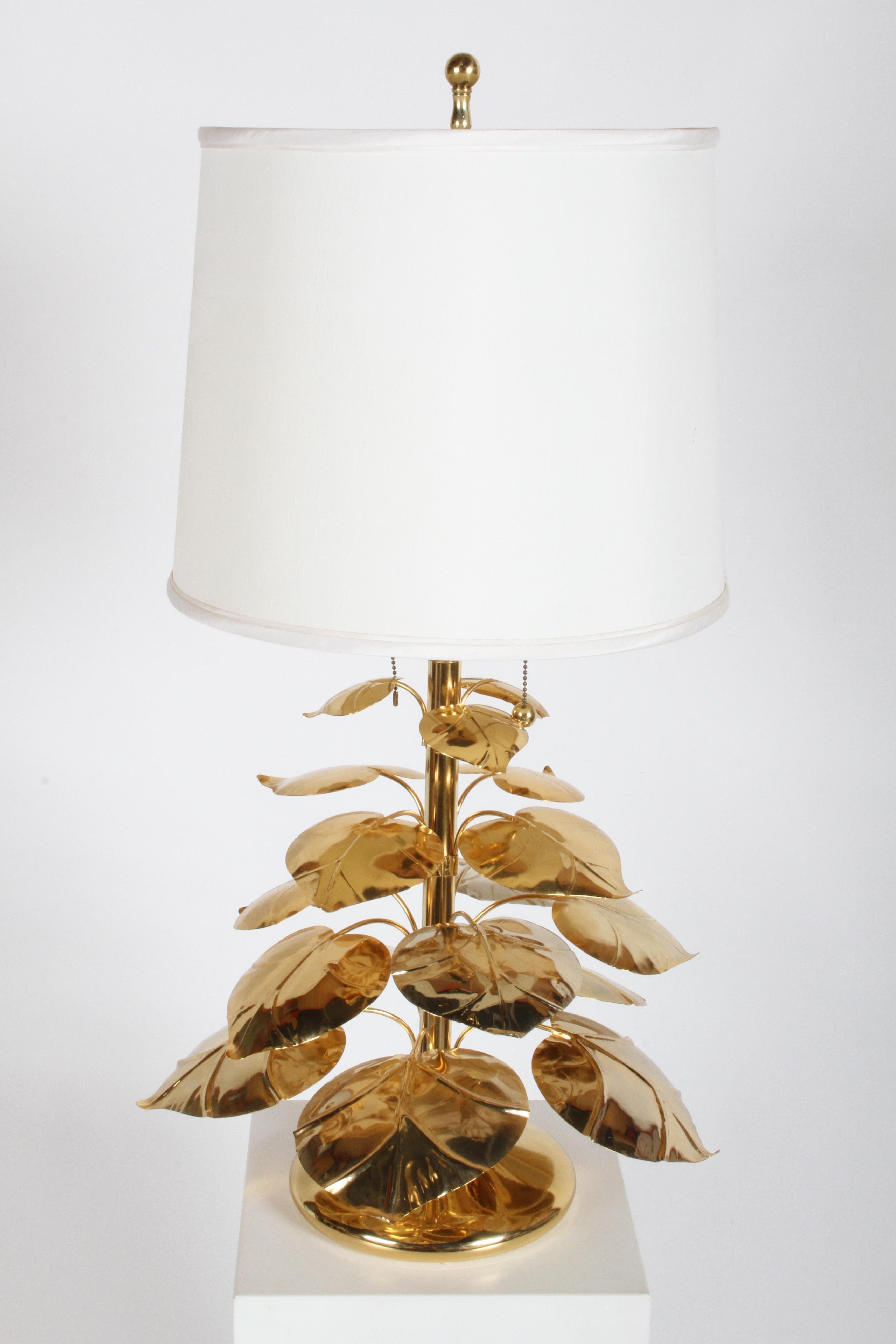 Stylized 24-Karat Gold-Plated Tiered Rhubard Leaf Lamp Style of Tommaso Barbi 2