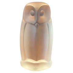 Stylized MCM Satin Crystal Owl Sculpture by H.M. Laupman for Glasfabriek Leerdam