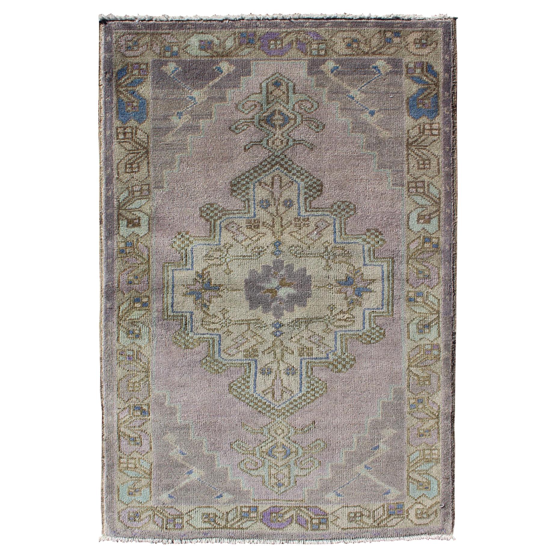 Medallion Design Oushak Vintage Rug from Turkey in Burnt Orange and