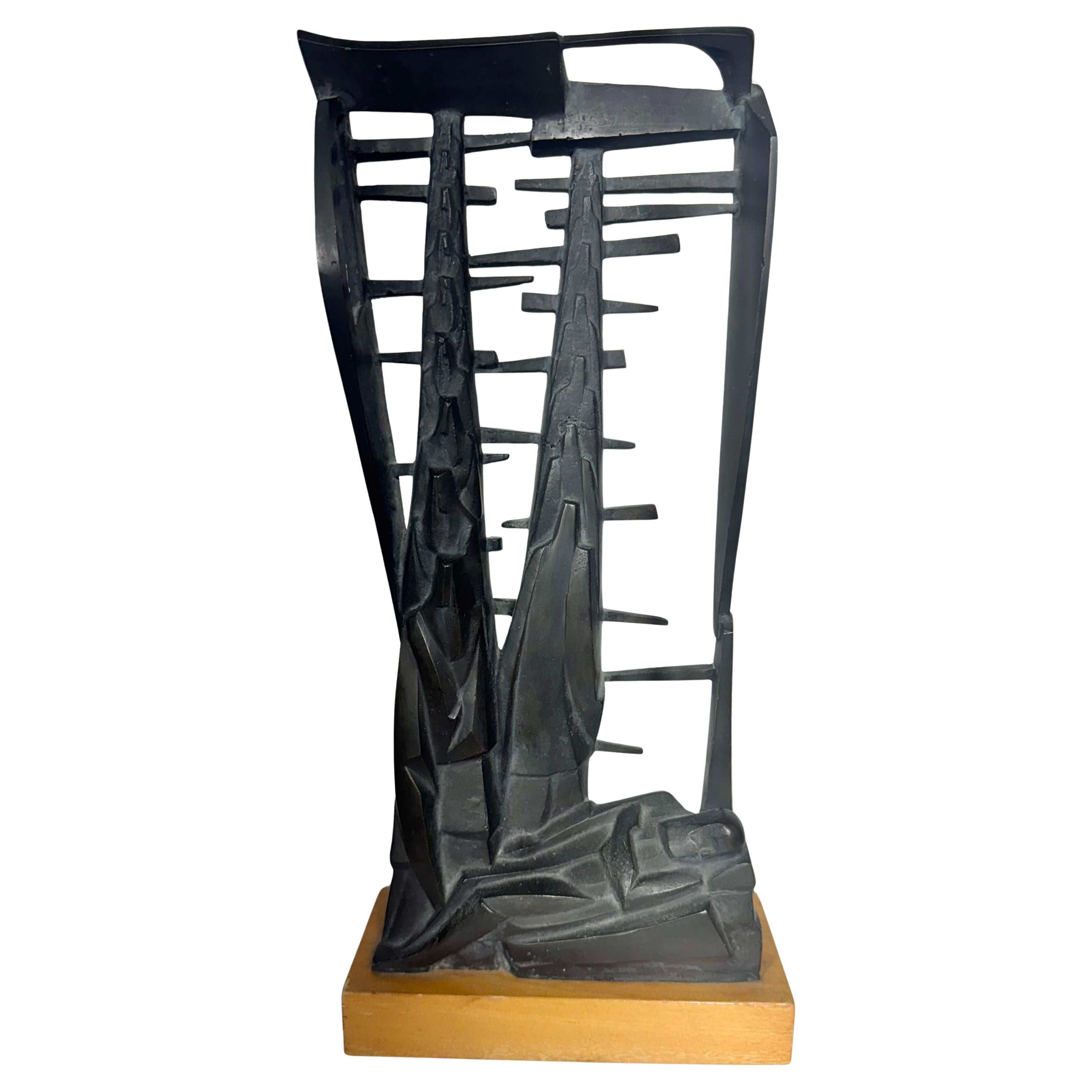 Escultura de Bronce Estilizada Moderna/ Brutalista "Jesús y Apóstoles" firmada
