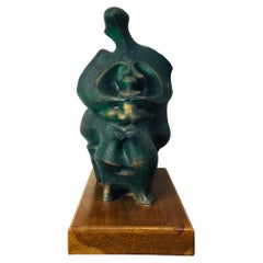 Stylized " Mother and Child " Bronzed Ceramic Sculpture