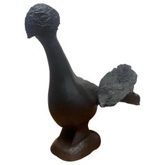 Stylized patined plasterRooster sculpture