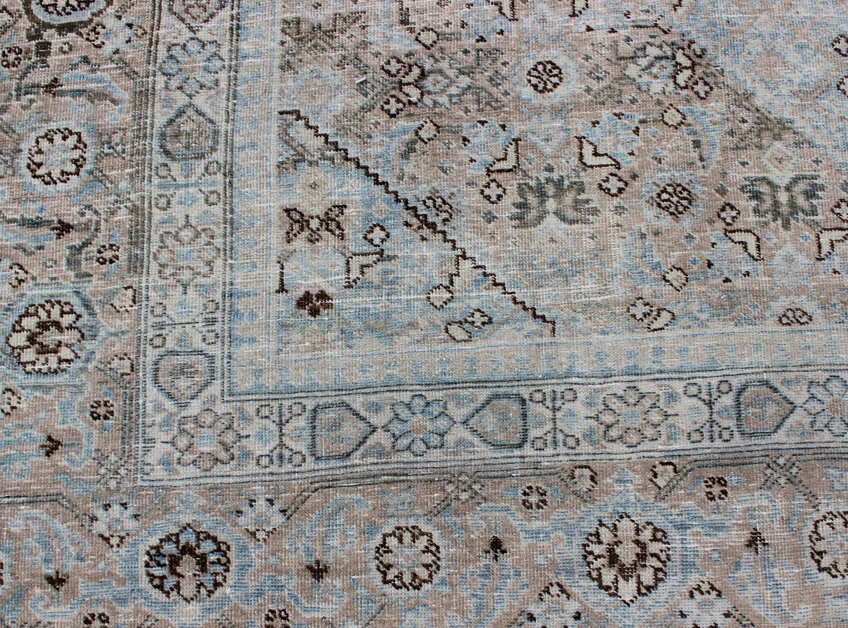 Stylized Persian Antique Tabriz Rug with Medallion Design and Muted Colors For Sale 6