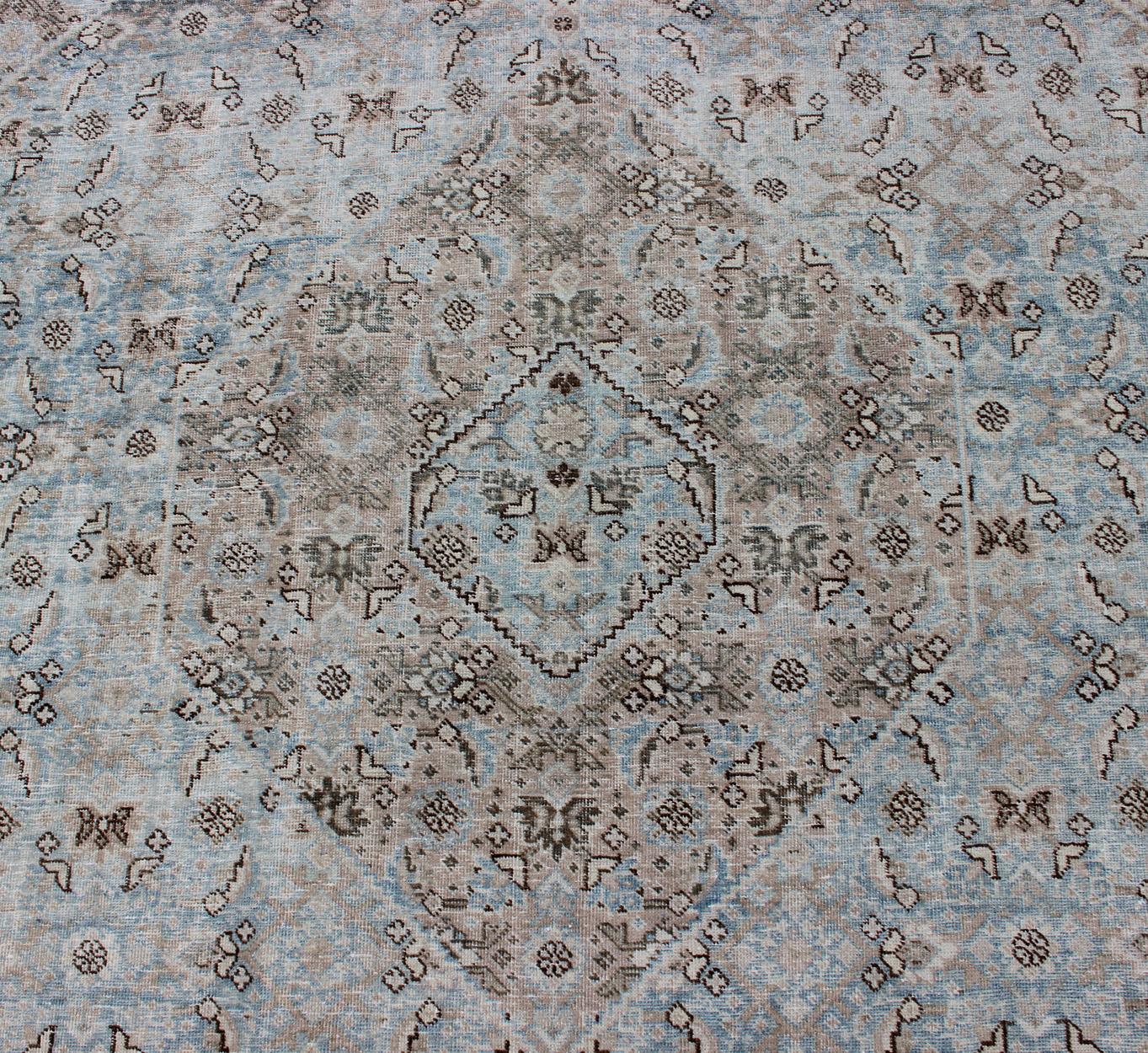 Stylized Persian Antique Tabriz Rug with Medallion Design and Muted Colors For Sale 3