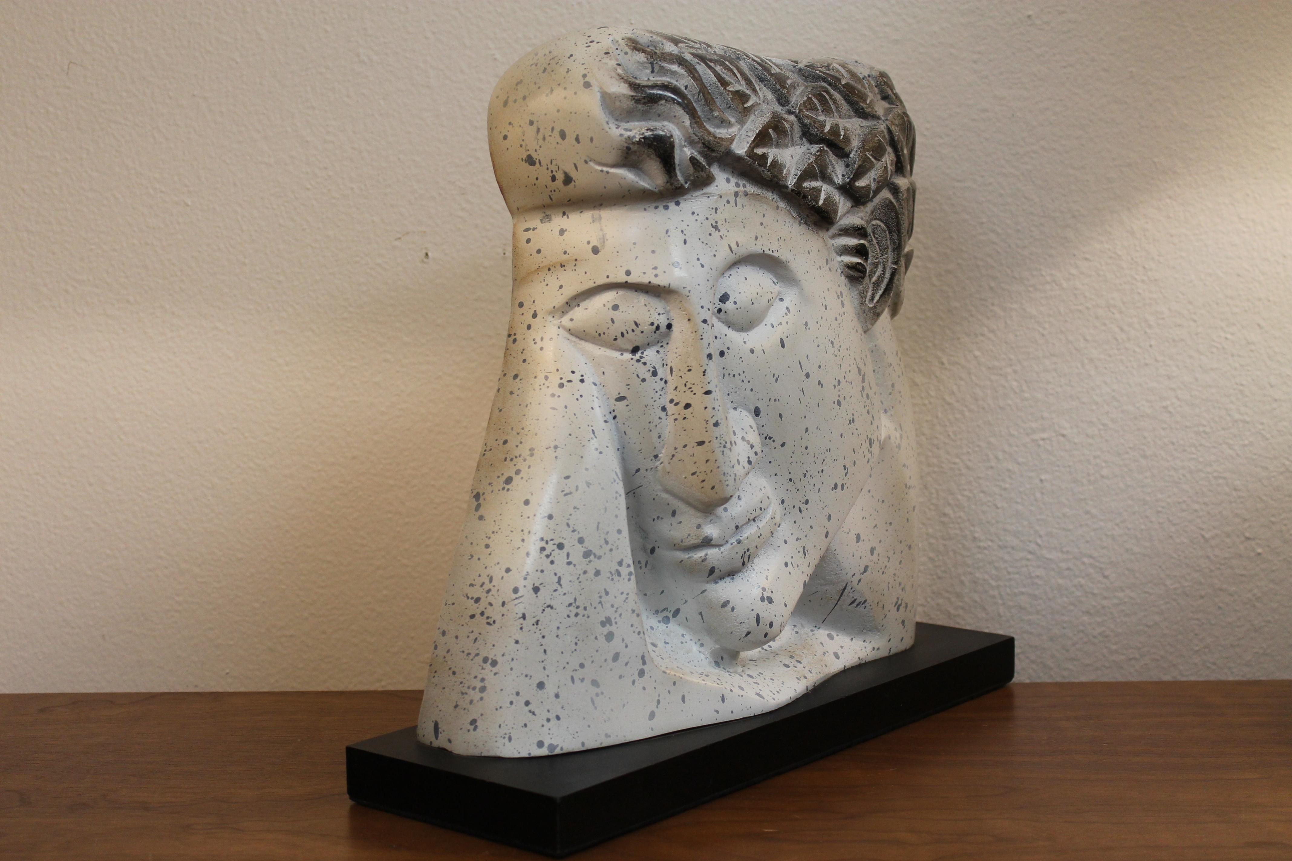 Mid-Century Modern Stylized Plaster Head on Stand