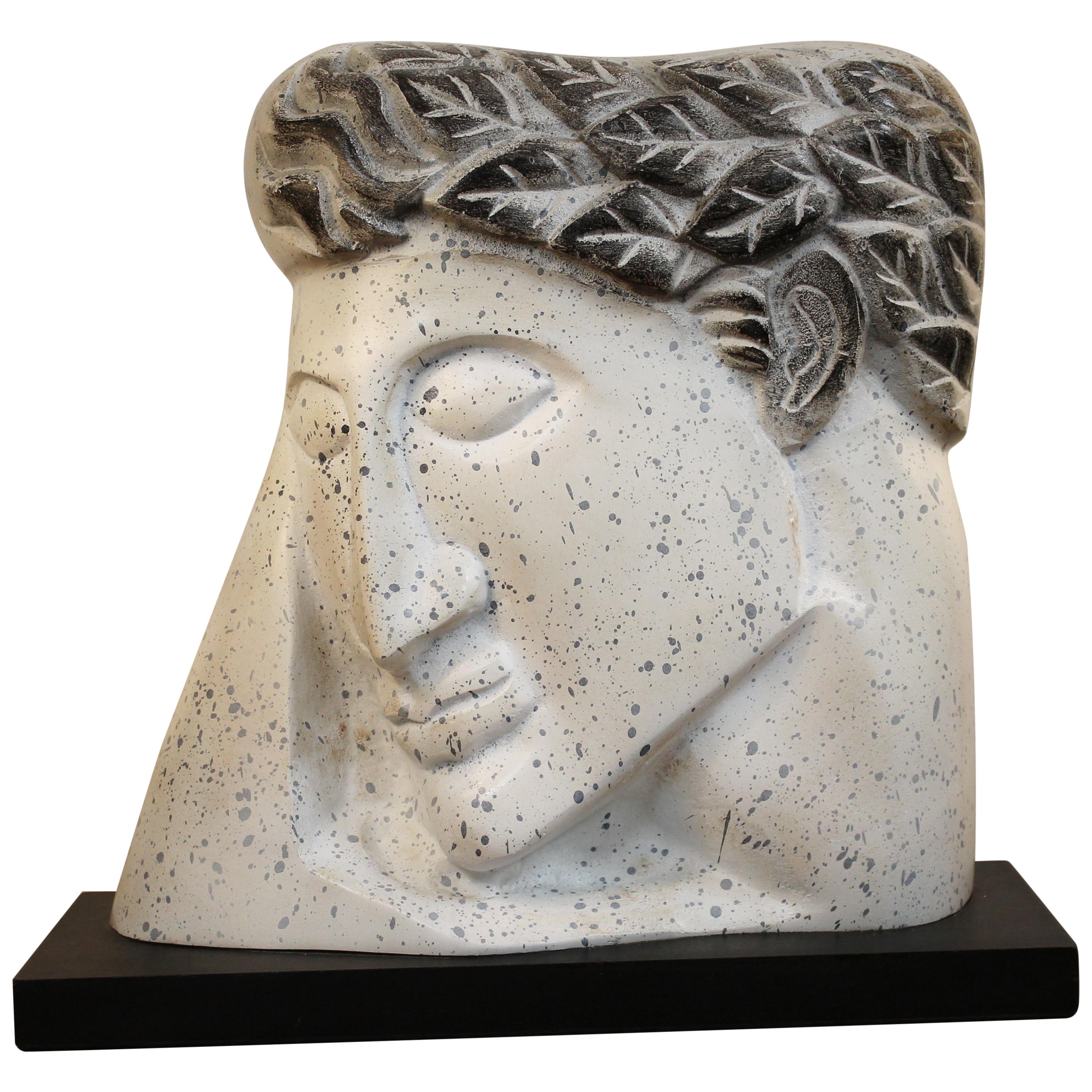 Stylized Plaster Head on Stand