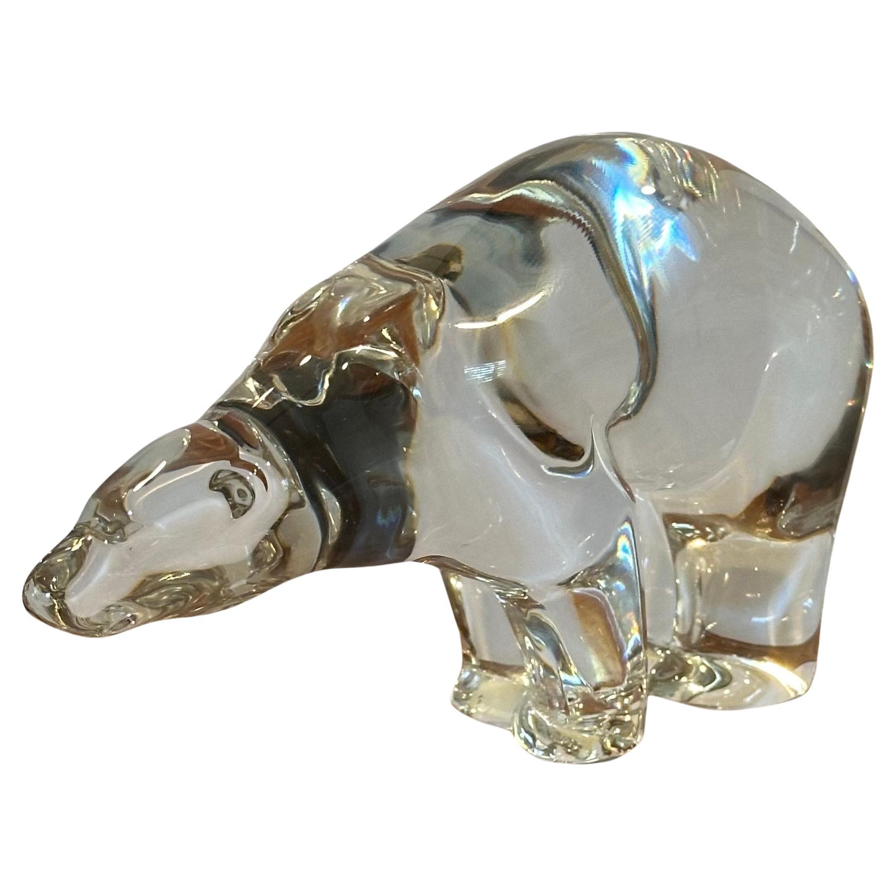 Crystal Stylized Polar Bear Sculpture by Baccarat For Sale