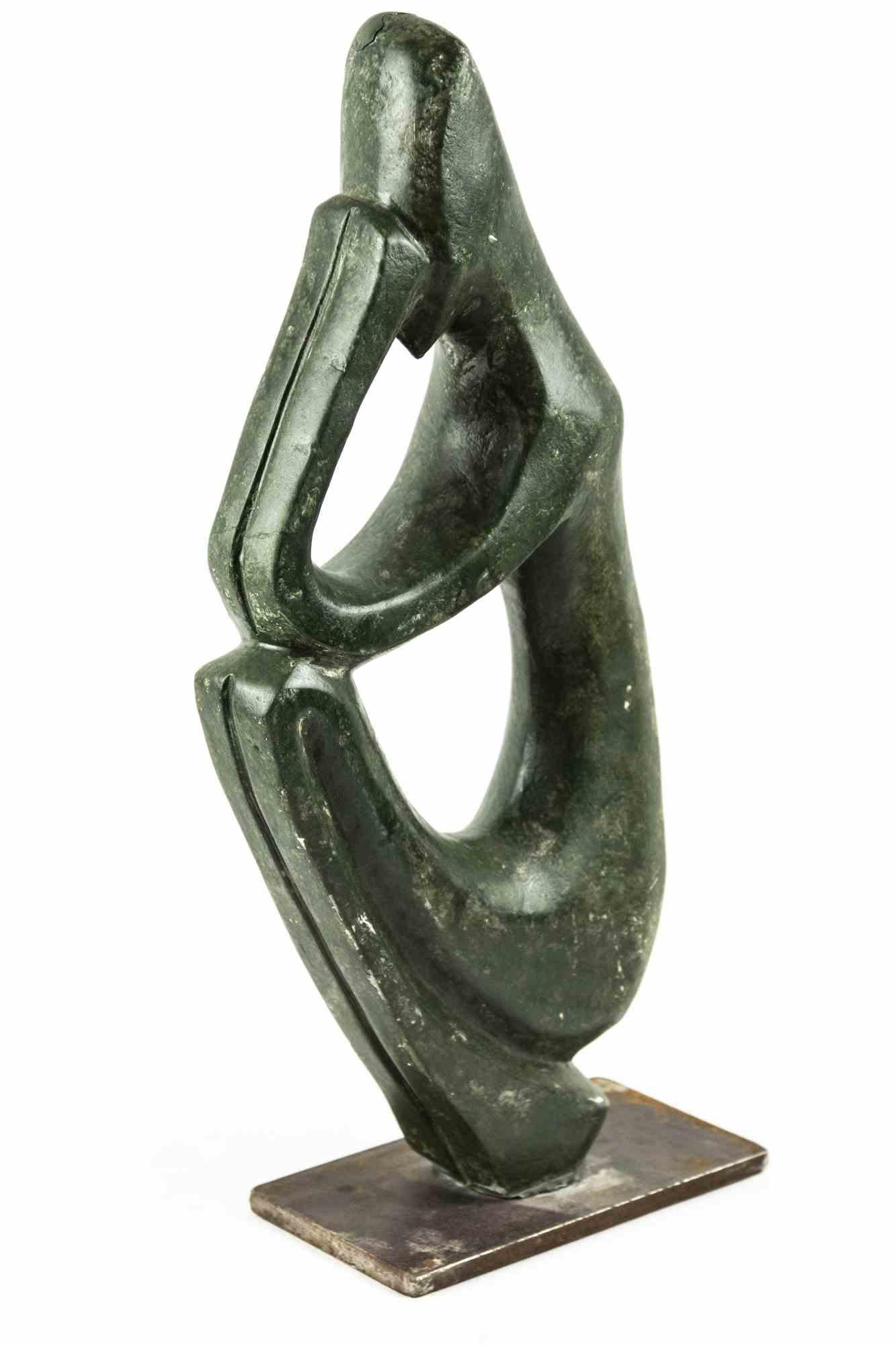 Stylized sculpture is an original decorative sculpture realized in the 1970s.

Original colored iron. 

Hand-made. The sculpture is on a rectangular base realized in iron too.

The work recalls the ancient cycladic art sculptures.

The