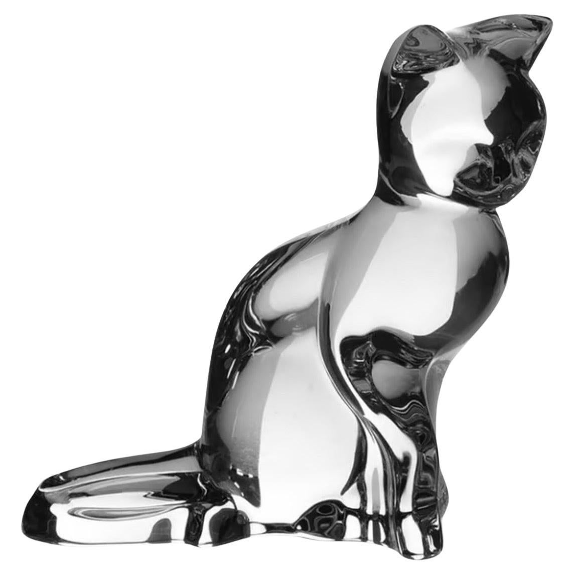 Sculpture / Presse-papier en forme de chat assis stylisé par Baccarat
