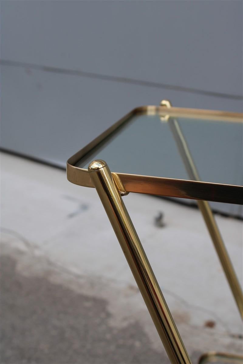 Stylized Solid Brass Bar Trolley Mid-Century Italian Design 1950 Cesare Lacca For Sale 9