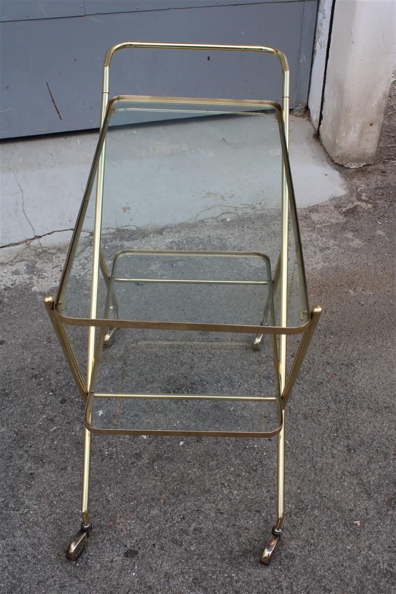 Stylized Solid Brass Bar Trolley Mid-Century Italian Design 1950 Cesare Lacca For Sale 10
