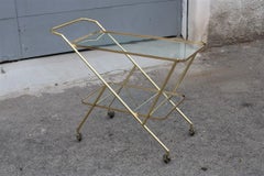 Stylized Solid Brass Bar Trolley Mid-Century Italian Design 1950 Cesare Lacca