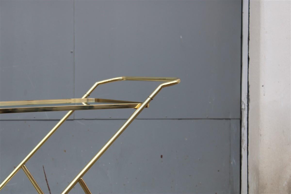Stylized Solid Brass Bar Trolley Mid-Century Italian Design 1950 Cesare Lacca For Sale 4