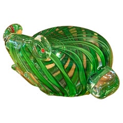 Escultura / Pisapapeles estilizado Rana Sommerso de Murano Glass