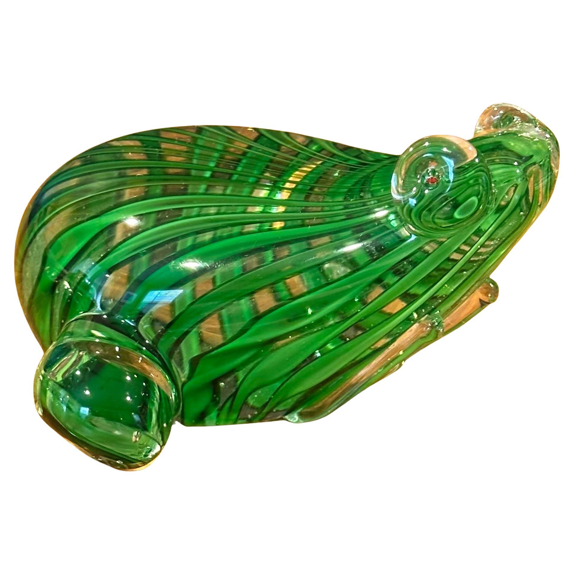 Stylized Sommerso Frog Sculpture / Paperweight by Murano Glass For Sale