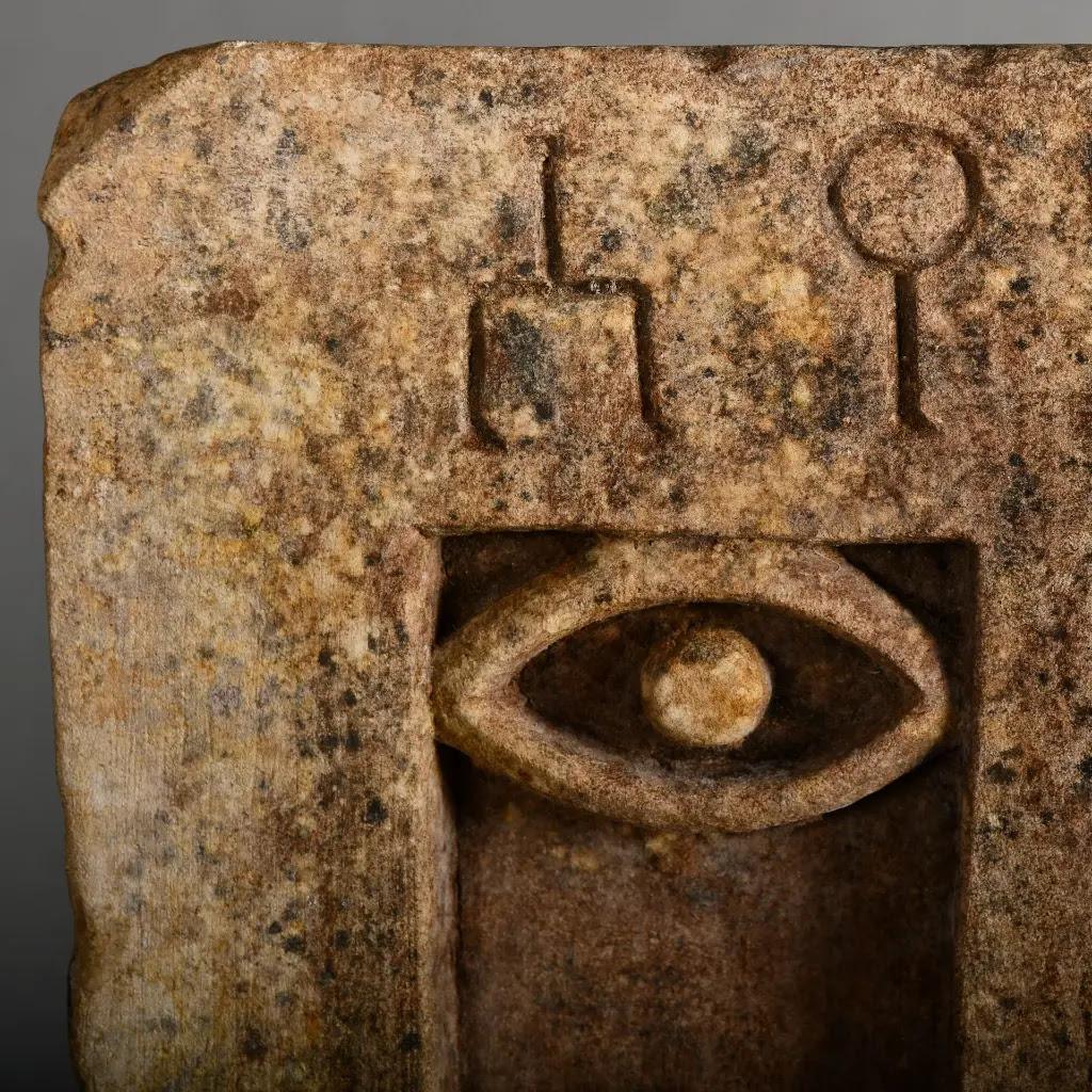 Steele stilizzata dell'Arabia del Sud in pietra arenaria - Scultura primitiva pre-islamica In condizioni buone in vendita a Saint-Ouen, FR