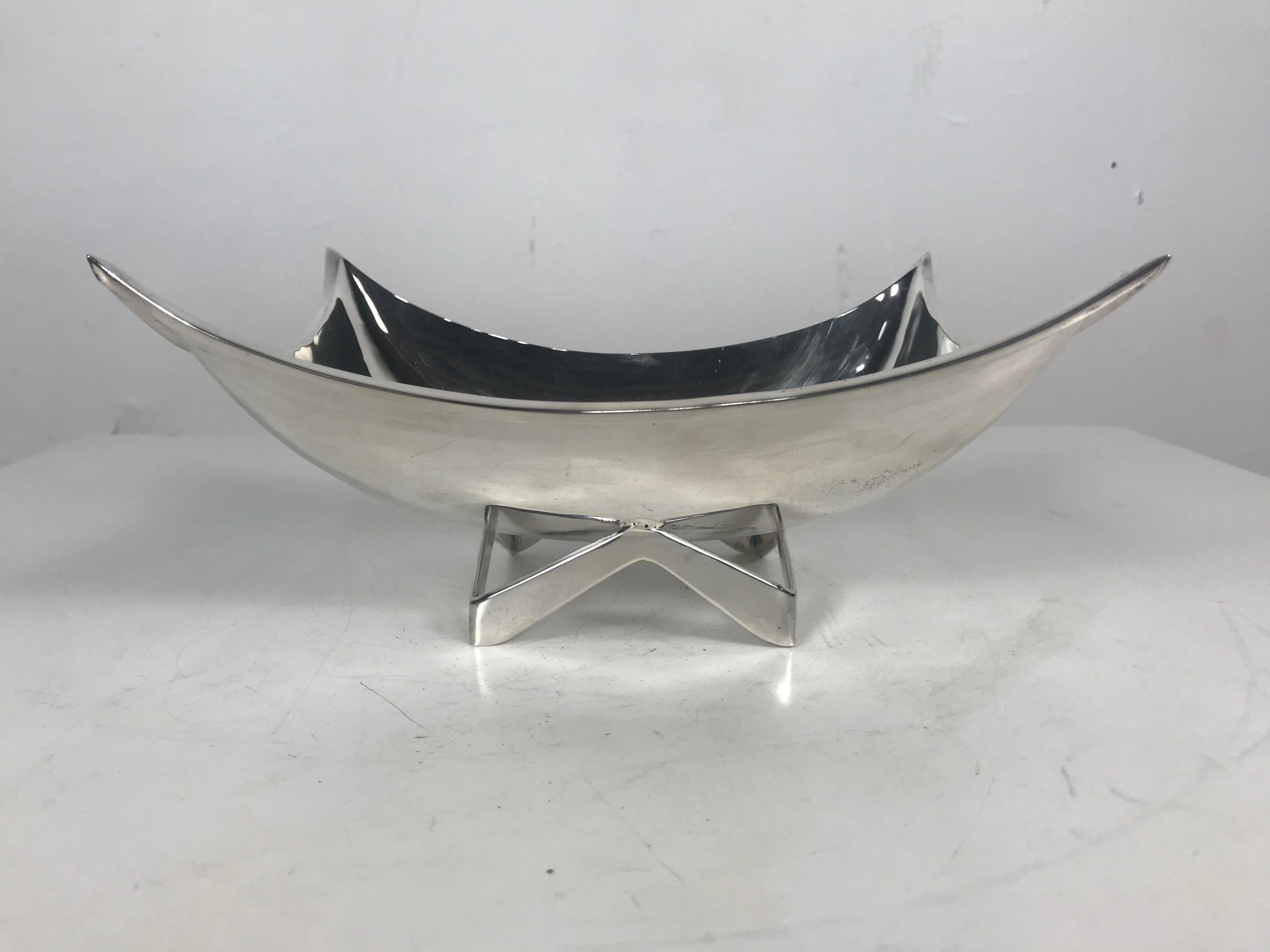 Mid-Century Modern Stylized Sterling Modernism Trinket Bowl by Juvento Lopez Reyes, Mexico For Sale
