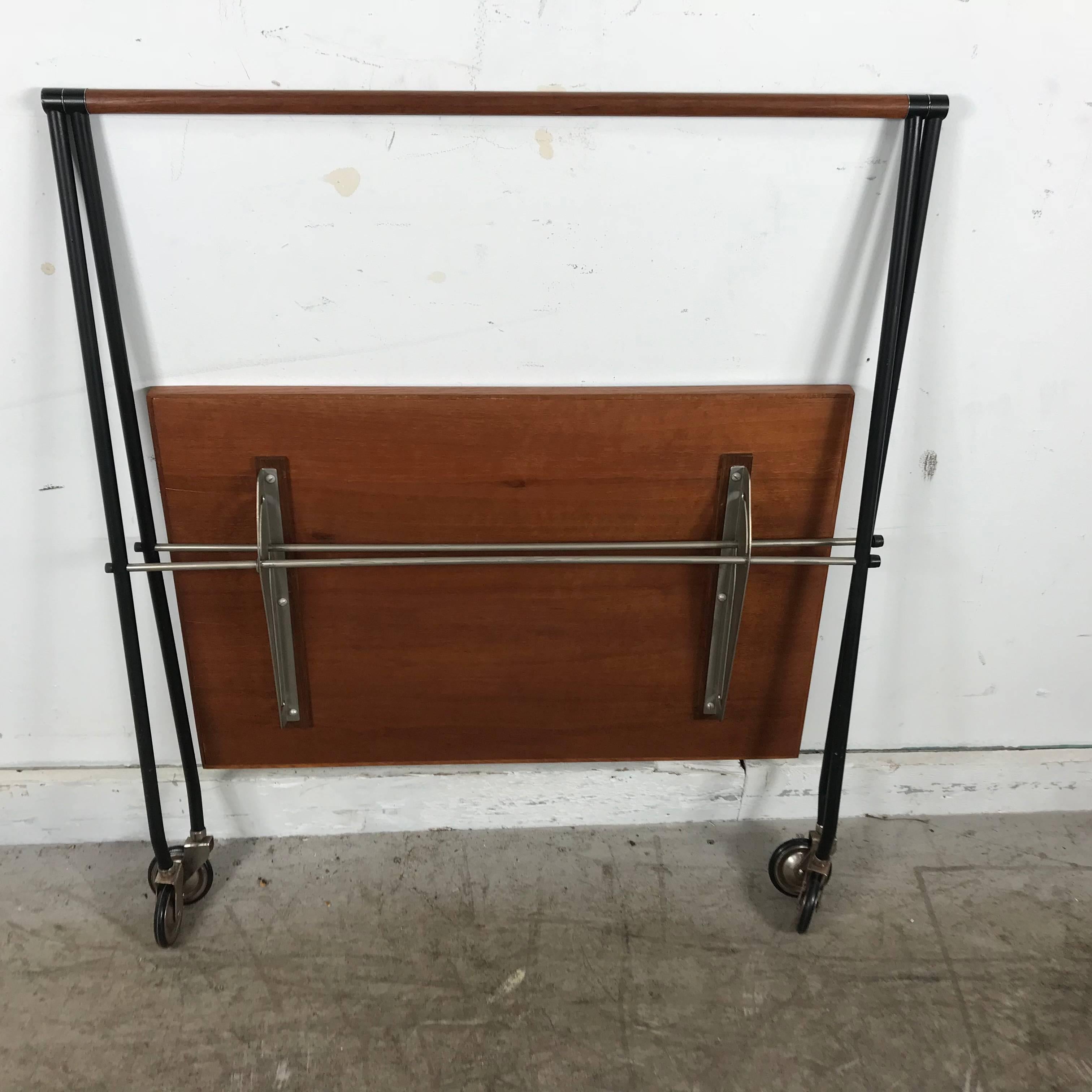 Stylized Teak and Iron Collapsible Tray Table or Cart by Cosack 1