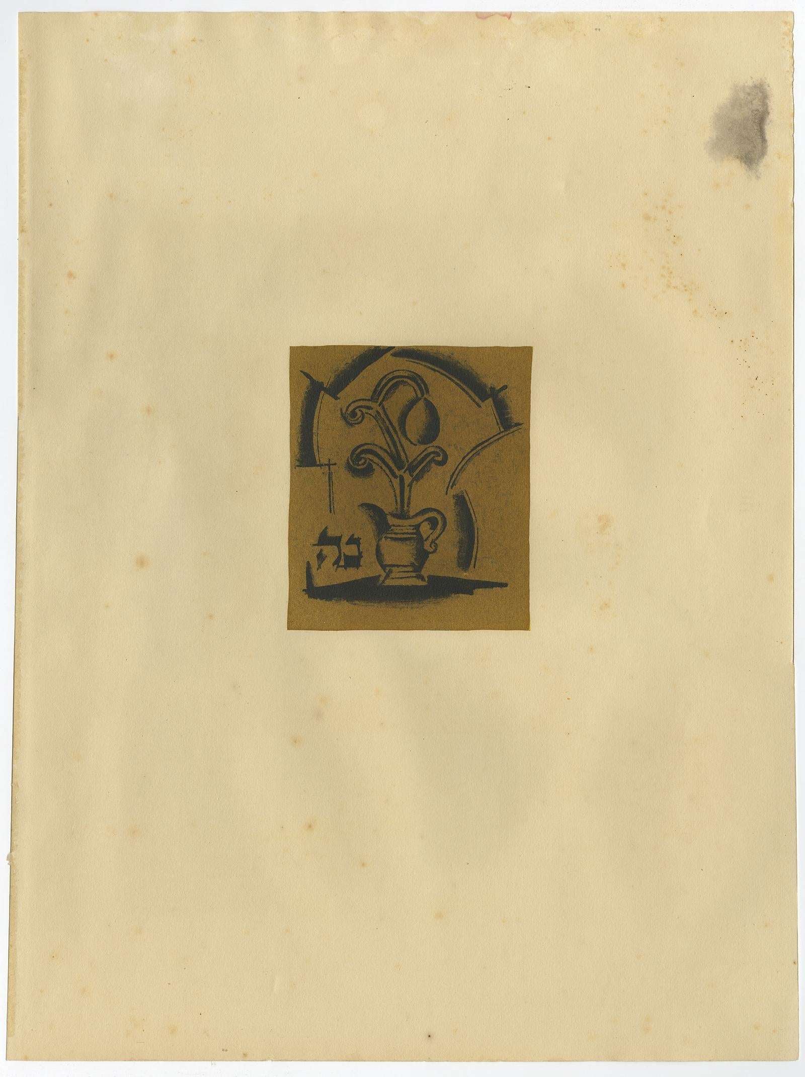 Stilisierte Vase und Blume, 1923: Avantgarde-Lithographie von Nathan Altmann (Papier) im Angebot