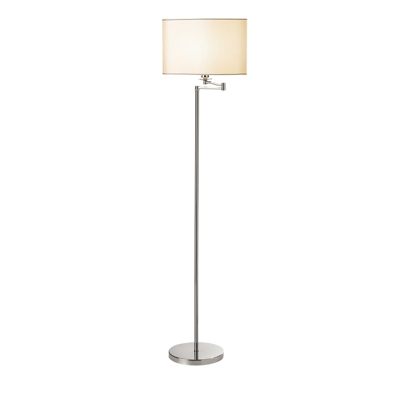 Stylo Silver Metal With White Fabric Lampshade Floor Lamp by Il Paralume Marina For Sale 1