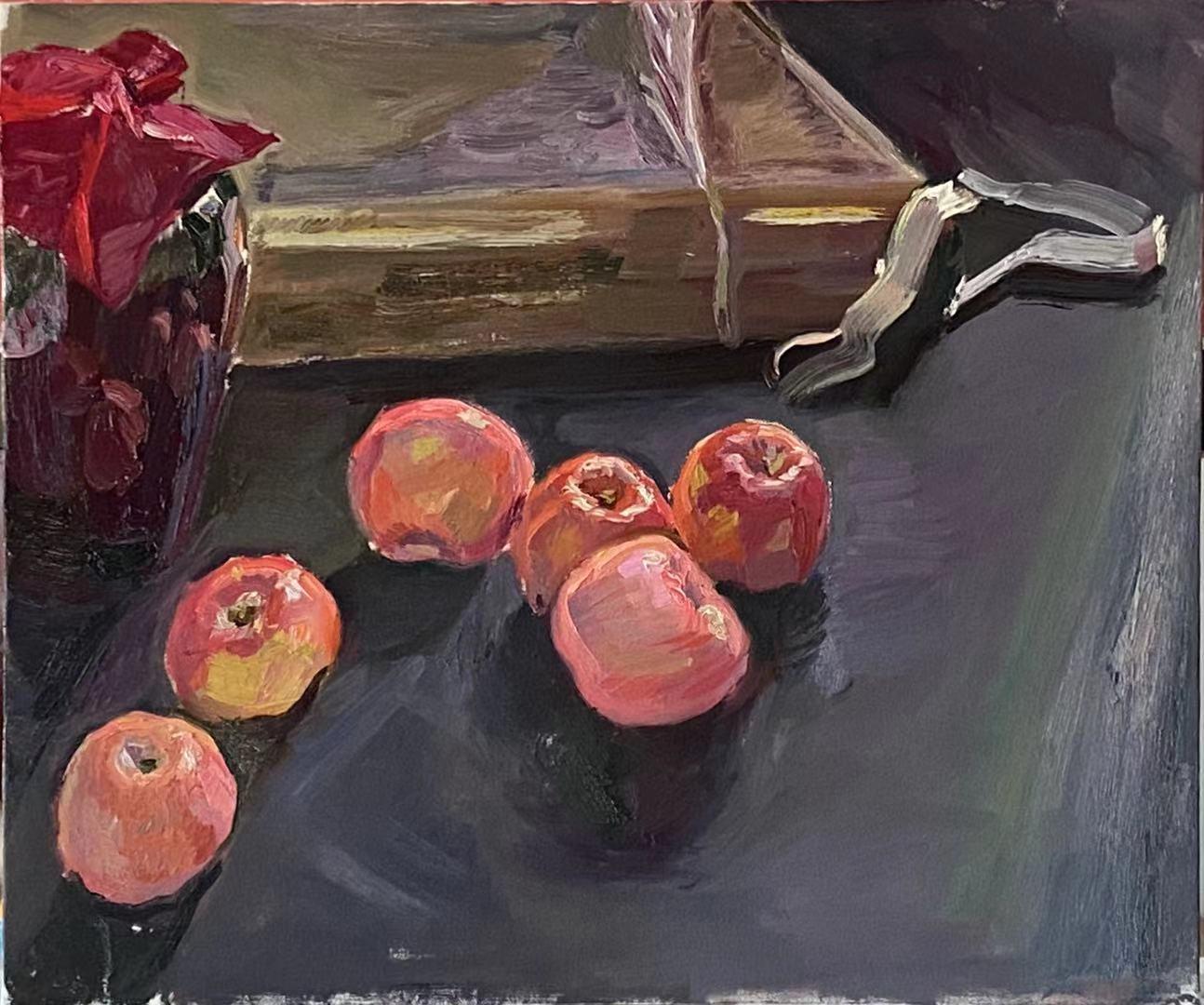 chinese painting apples red