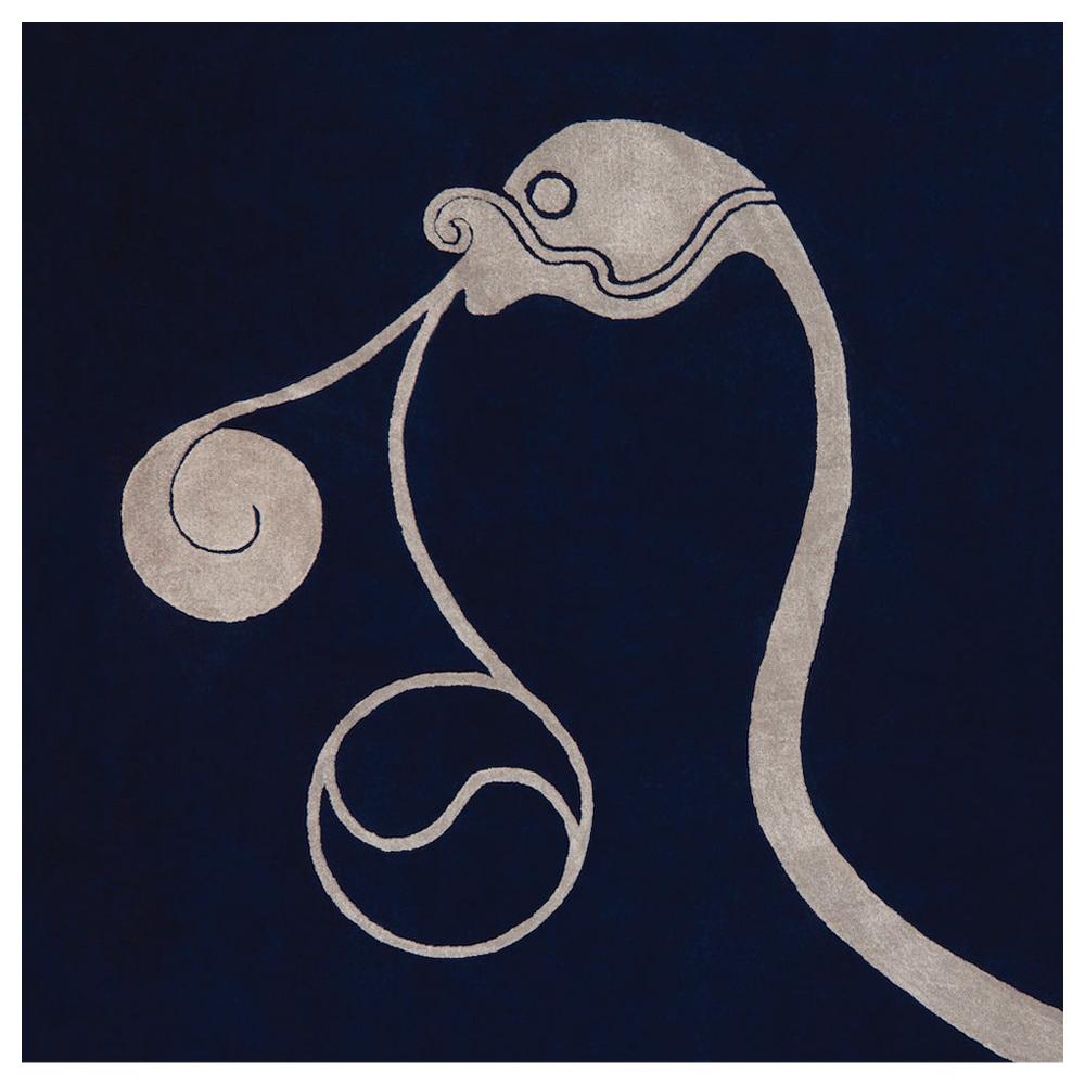 "Suaimhneas" Limited Edition Blue,Silver-Grey Wool,Silk Rug/Tapestry