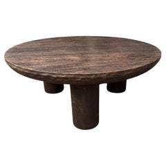 Tavolo rotondo in Wood Wood, finitura espresso, dettagli moderni organici lavorati a mano