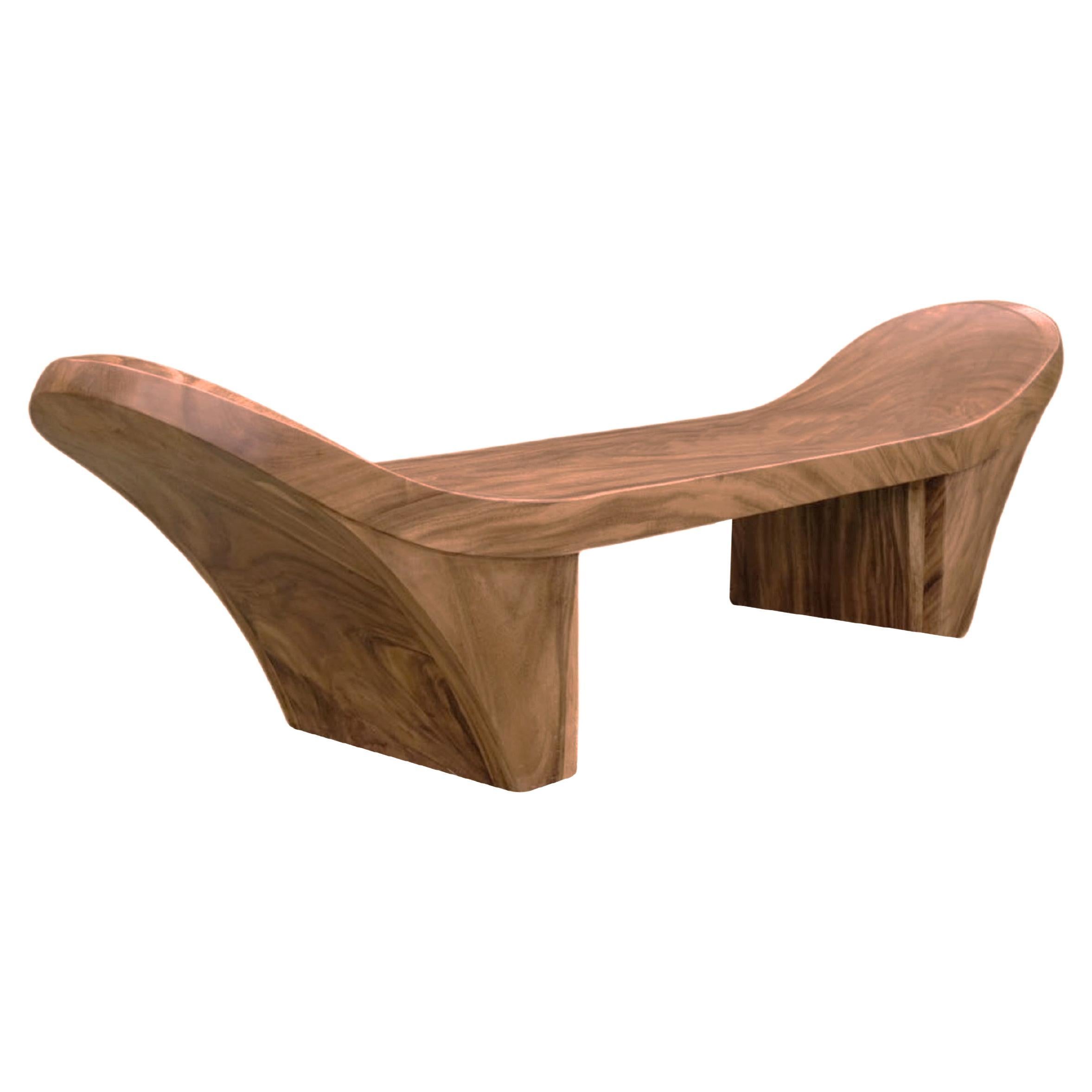 Suar Wood Sculptural Bench Modern Organic