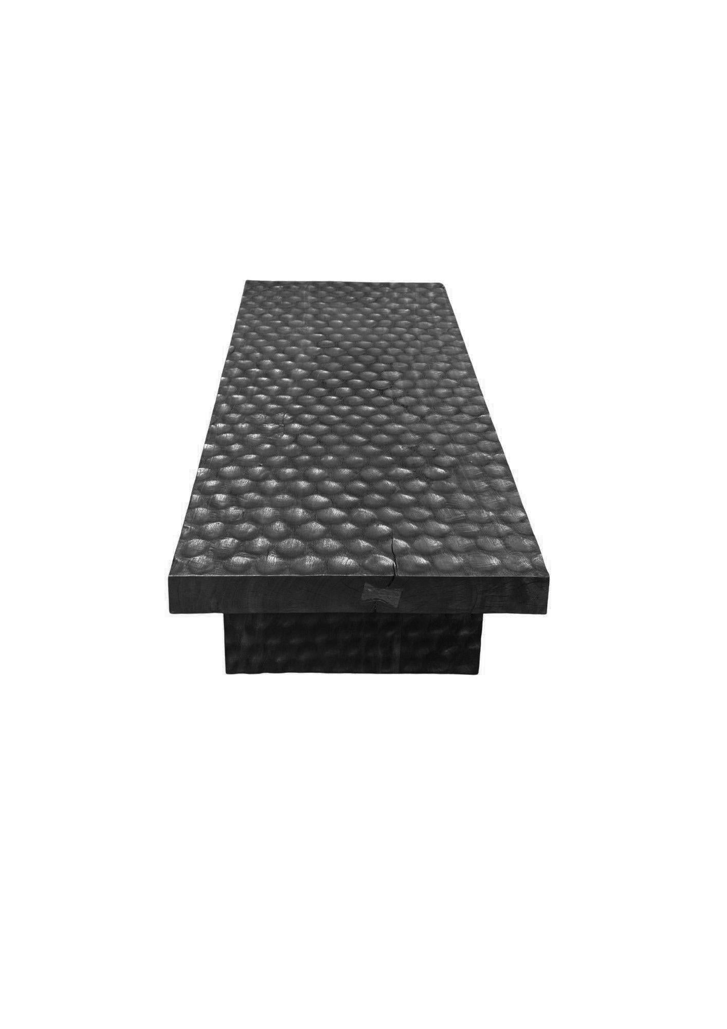 Suar Wood Sofa Table Burnt Finish Modern Organic For Sale 3