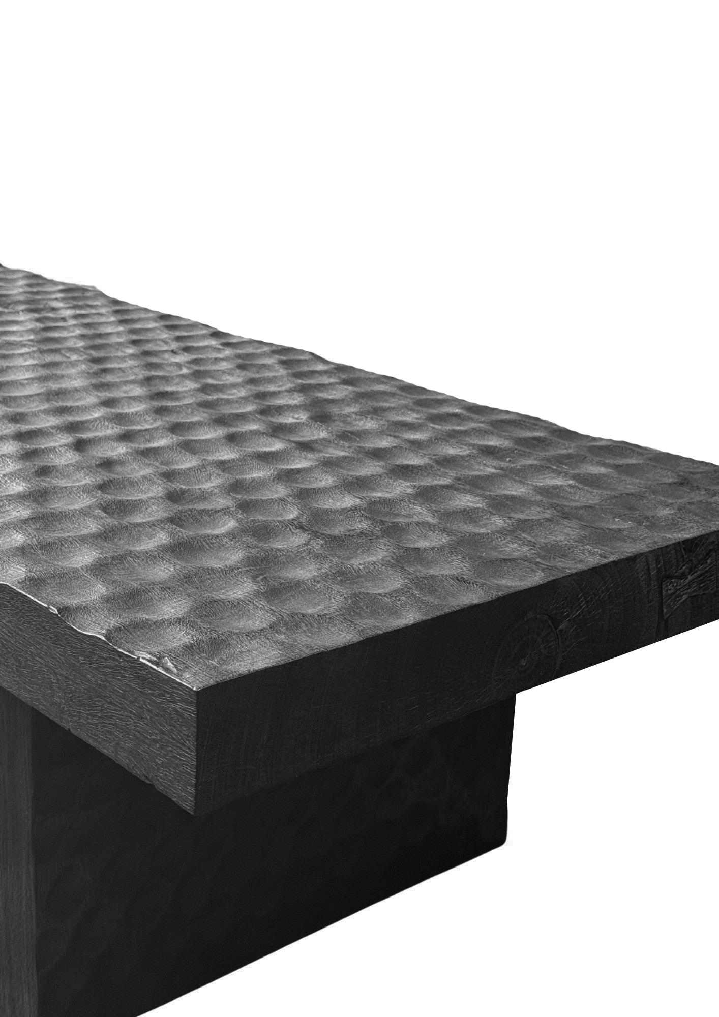 Suar Wood Sofa Table Burnt Finish Modern Organic For Sale 4