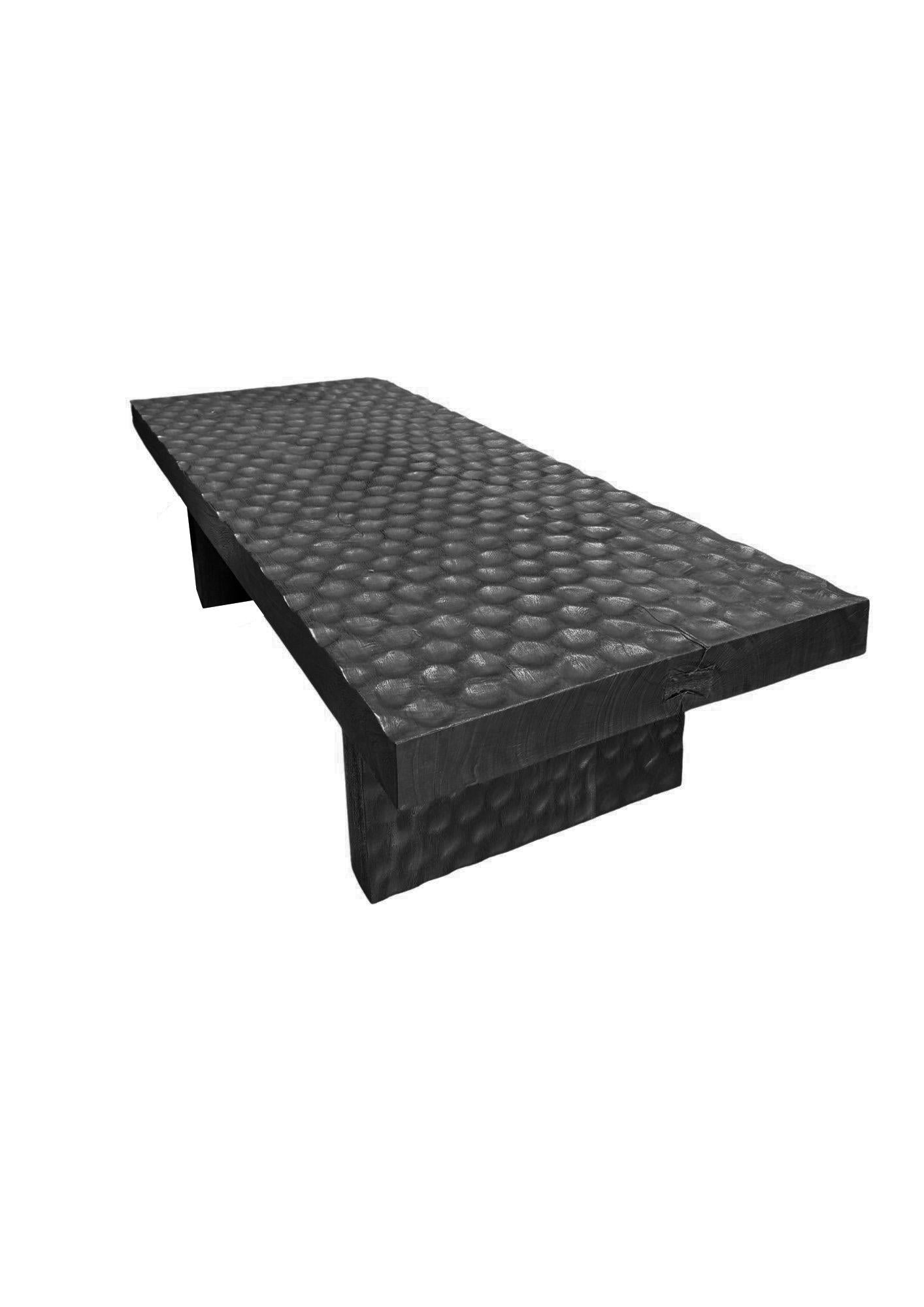 Suar Wood Sofa Table Burnt Finish Modern Organic In New Condition For Sale In Jimbaran, Bali