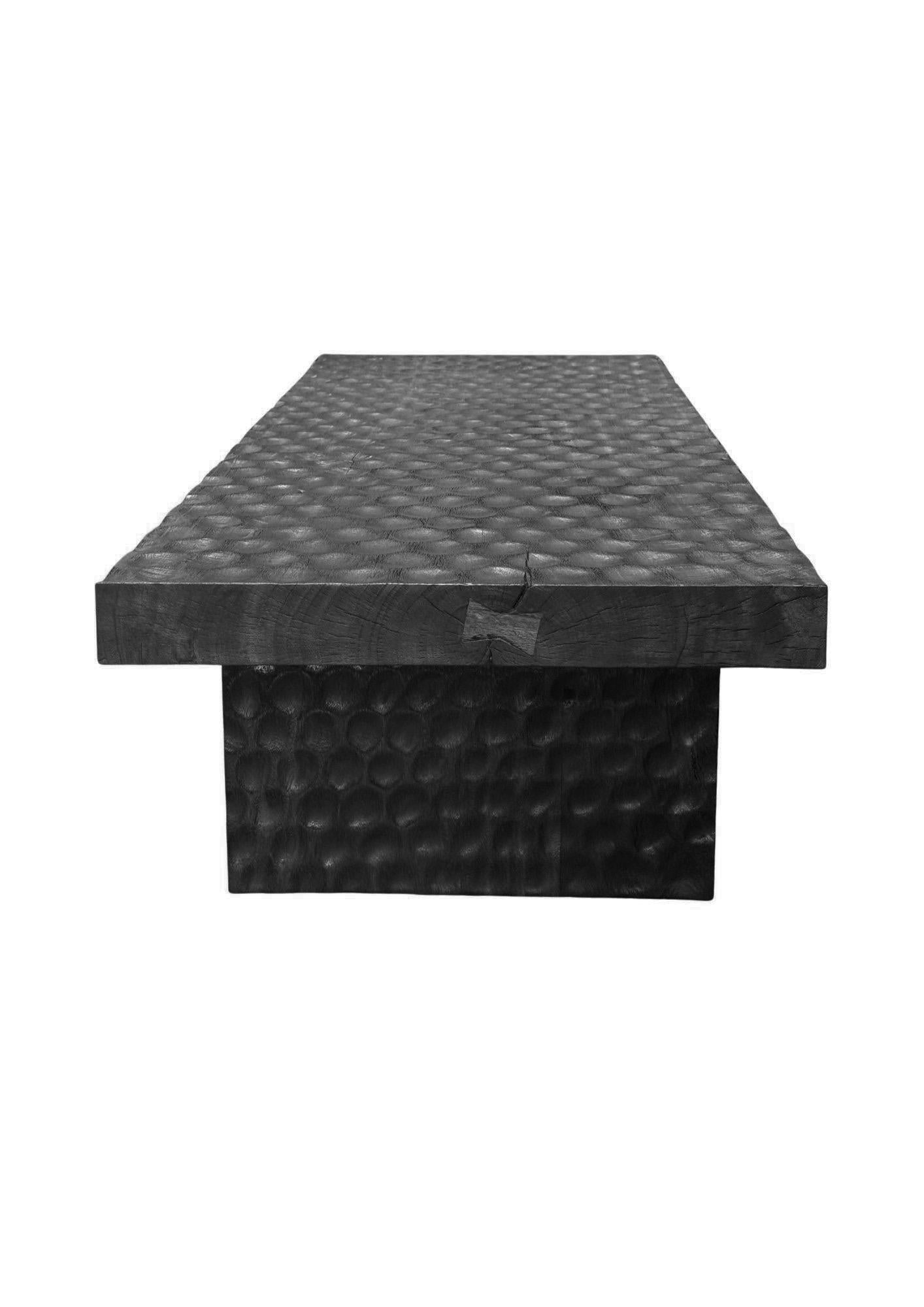 Suar Wood Sofa Table Burnt Finish Modern Organic For Sale 1