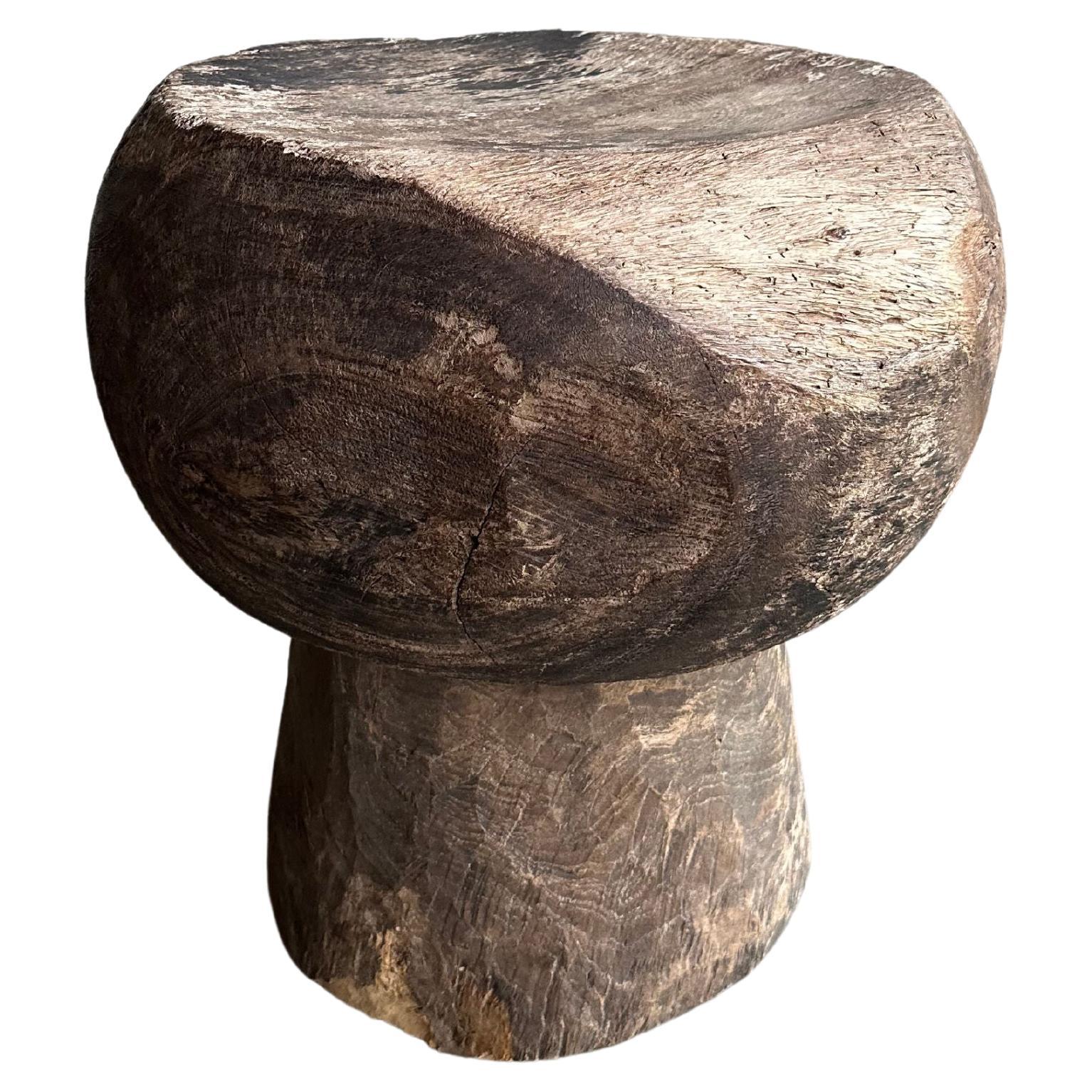 Suar Wood Stool From Java, Modern Organic